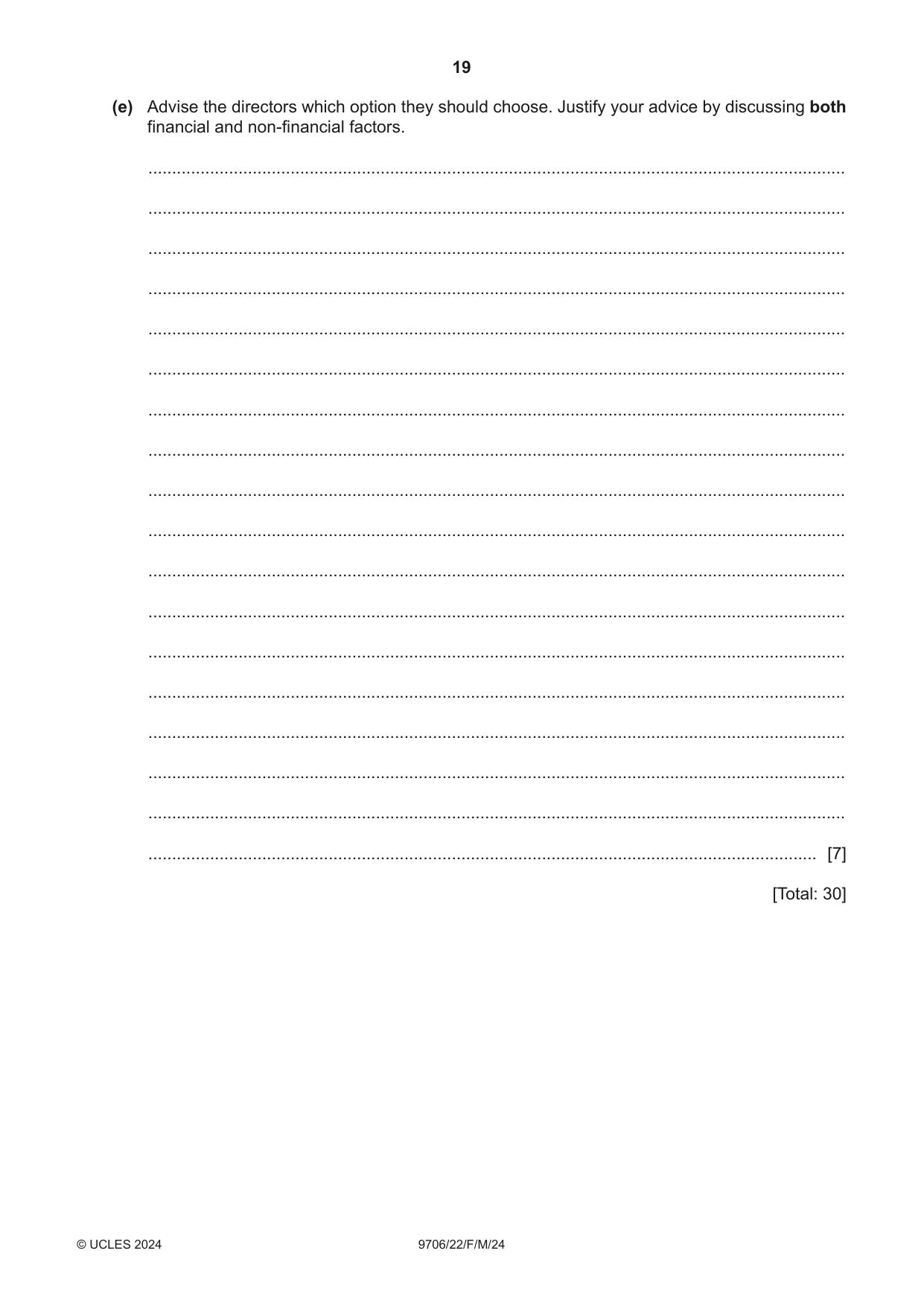 Cambridge A Level Accounting 9706 2024 Feb/March Paper 2 · Variant 2 question paper, page 19 of 20