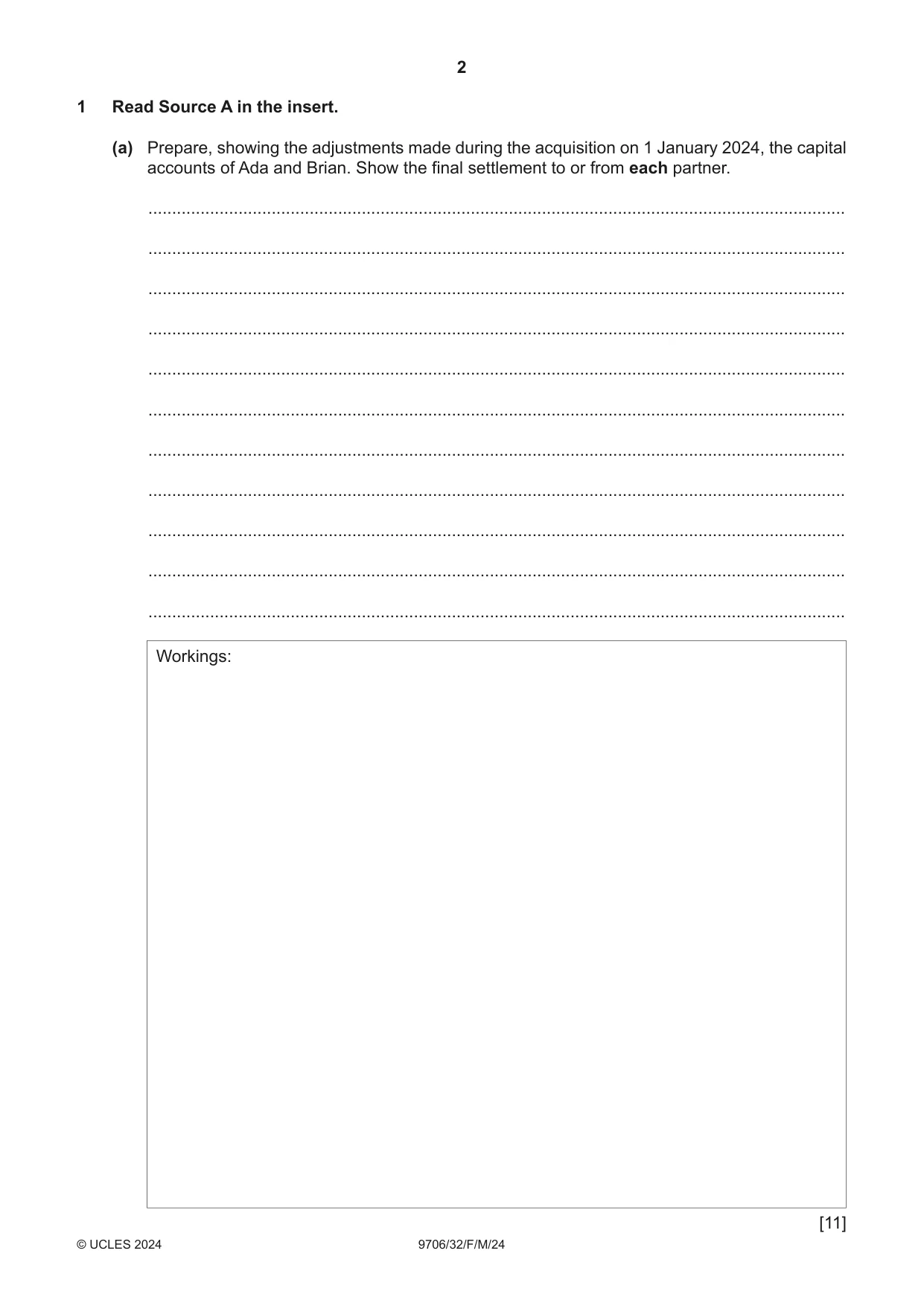 Cambridge A Level Accounting 9706 2024 Feb/March Paper 3 · Variant 2 question paper, page 2 of 12