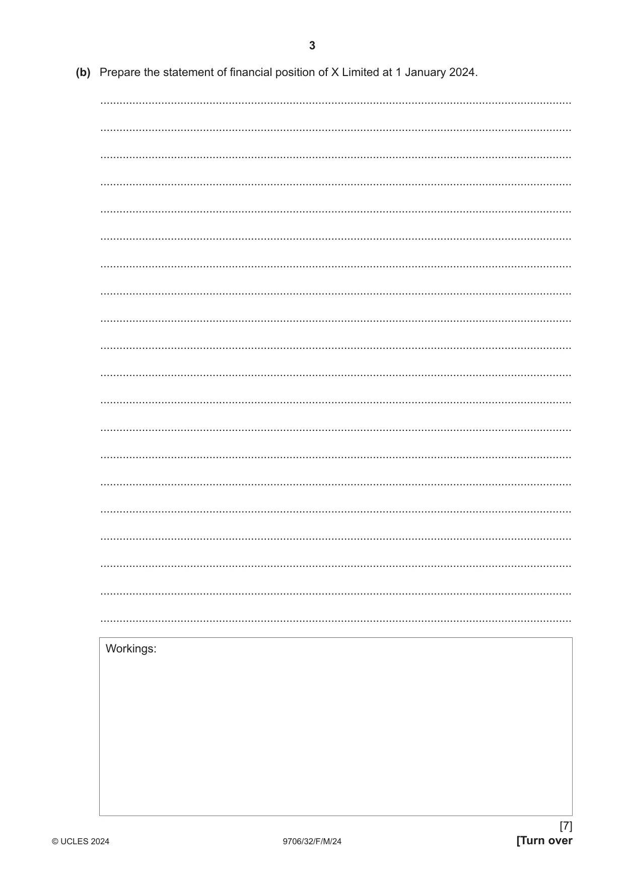 Cambridge A Level Accounting 9706 2024 Feb/March Paper 3 · Variant 2 question paper, page 3 of 12