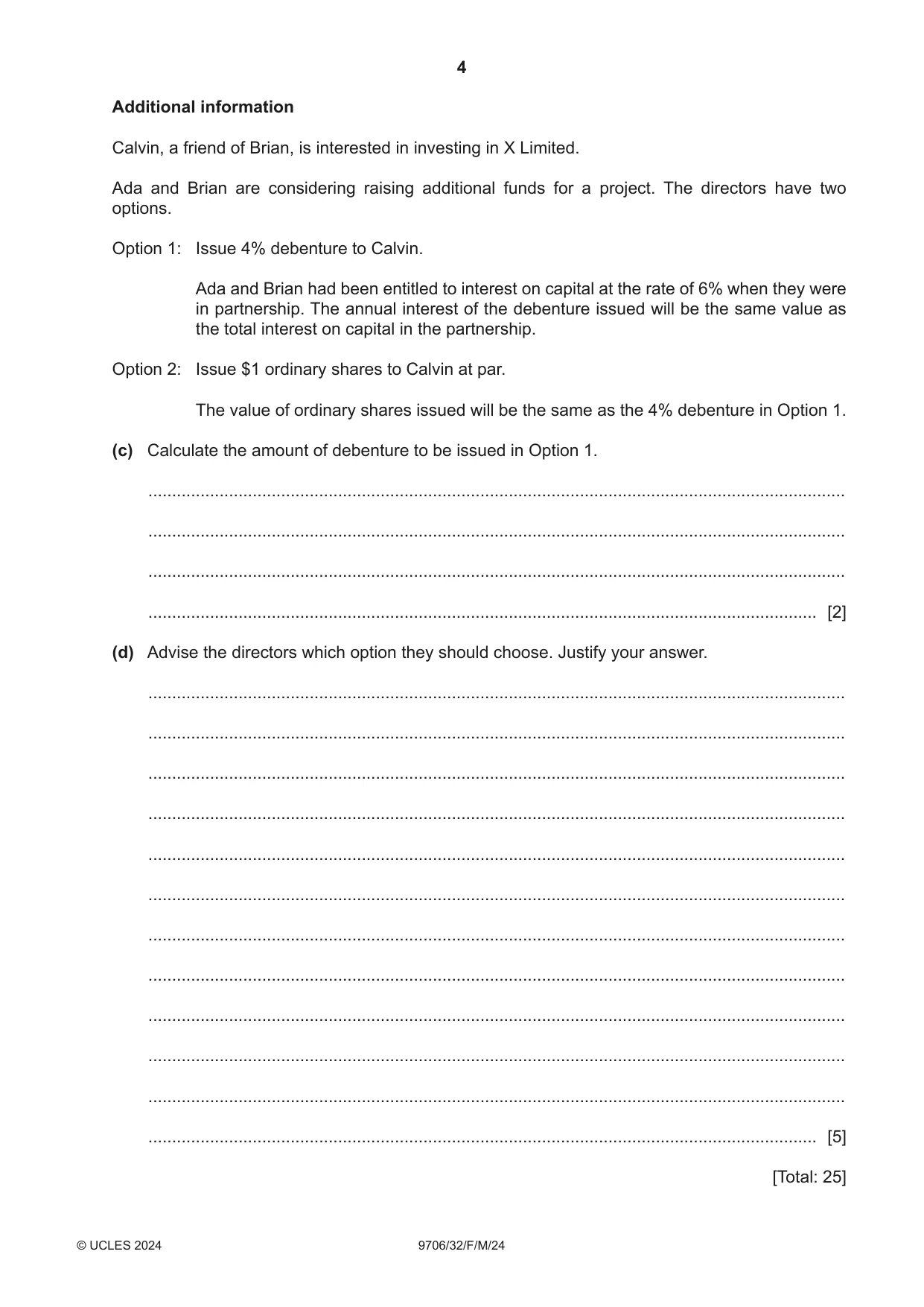Cambridge A Level Accounting 9706 2024 Feb/March Paper 3 · Variant 2 question paper, page 4 of 12