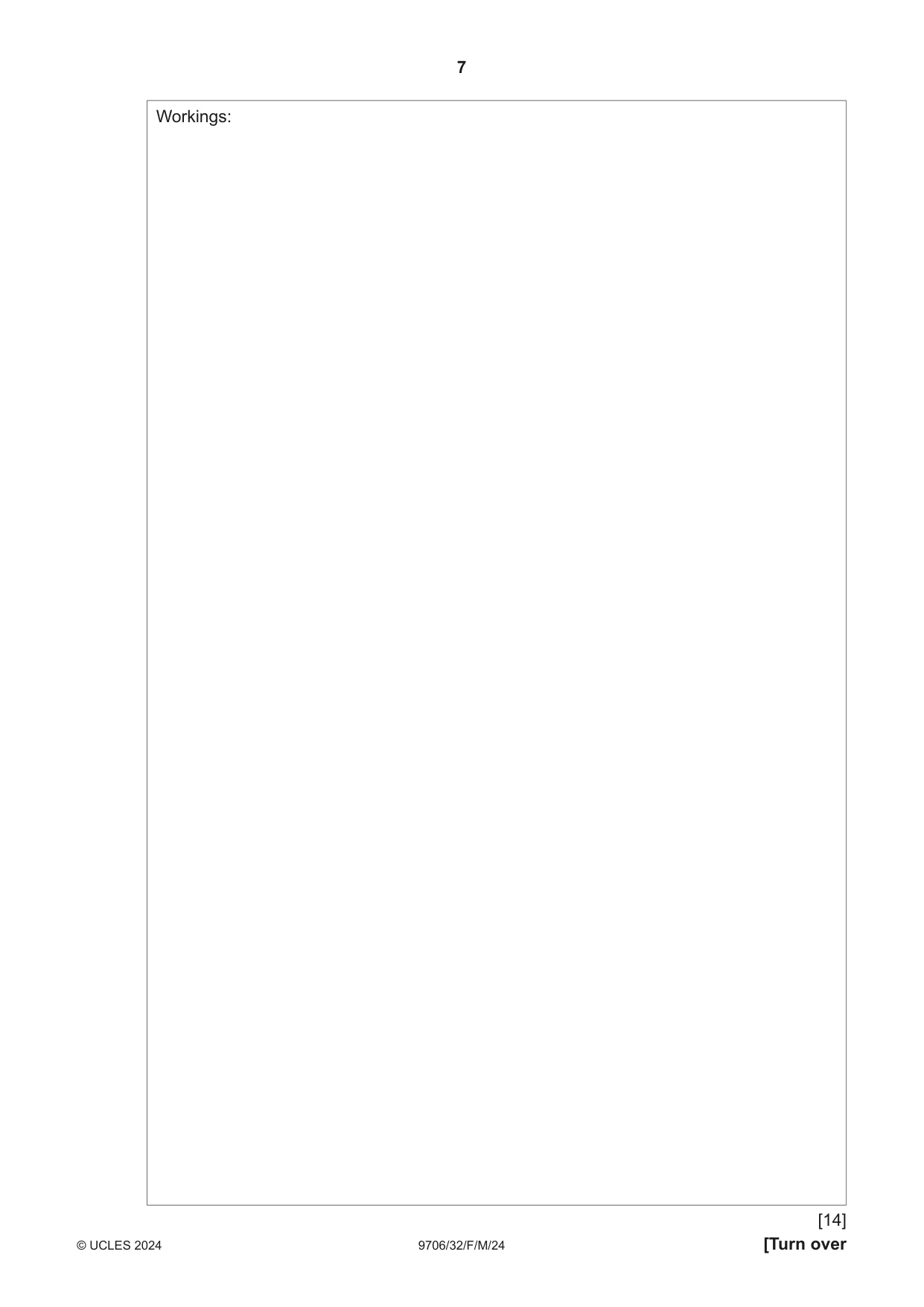 Cambridge A Level Accounting 9706 2024 Feb/March Paper 3 · Variant 2 question paper, page 7 of 12