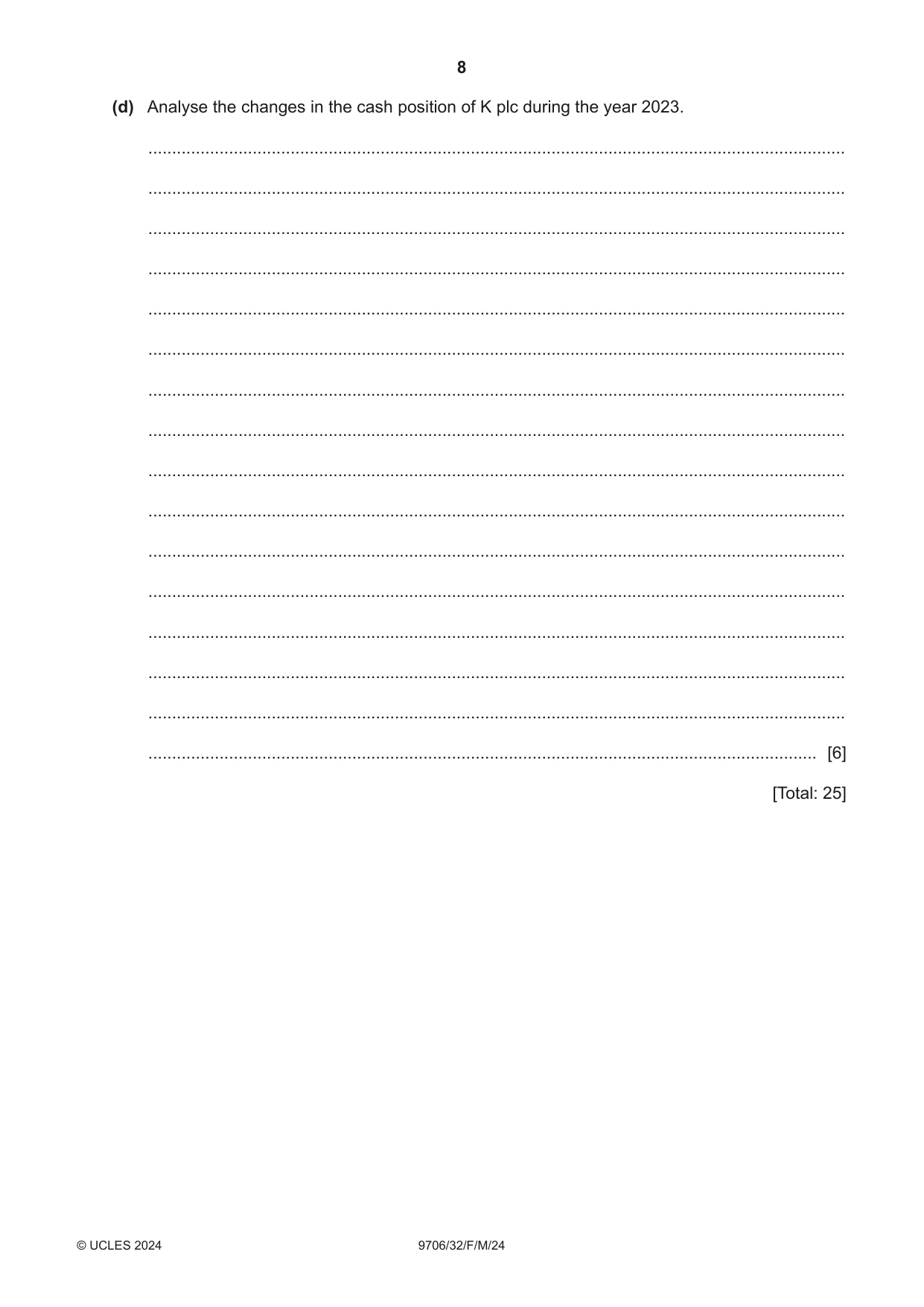 Cambridge A Level Accounting 9706 2024 Feb/March Paper 3 · Variant 2 question paper, page 8 of 12