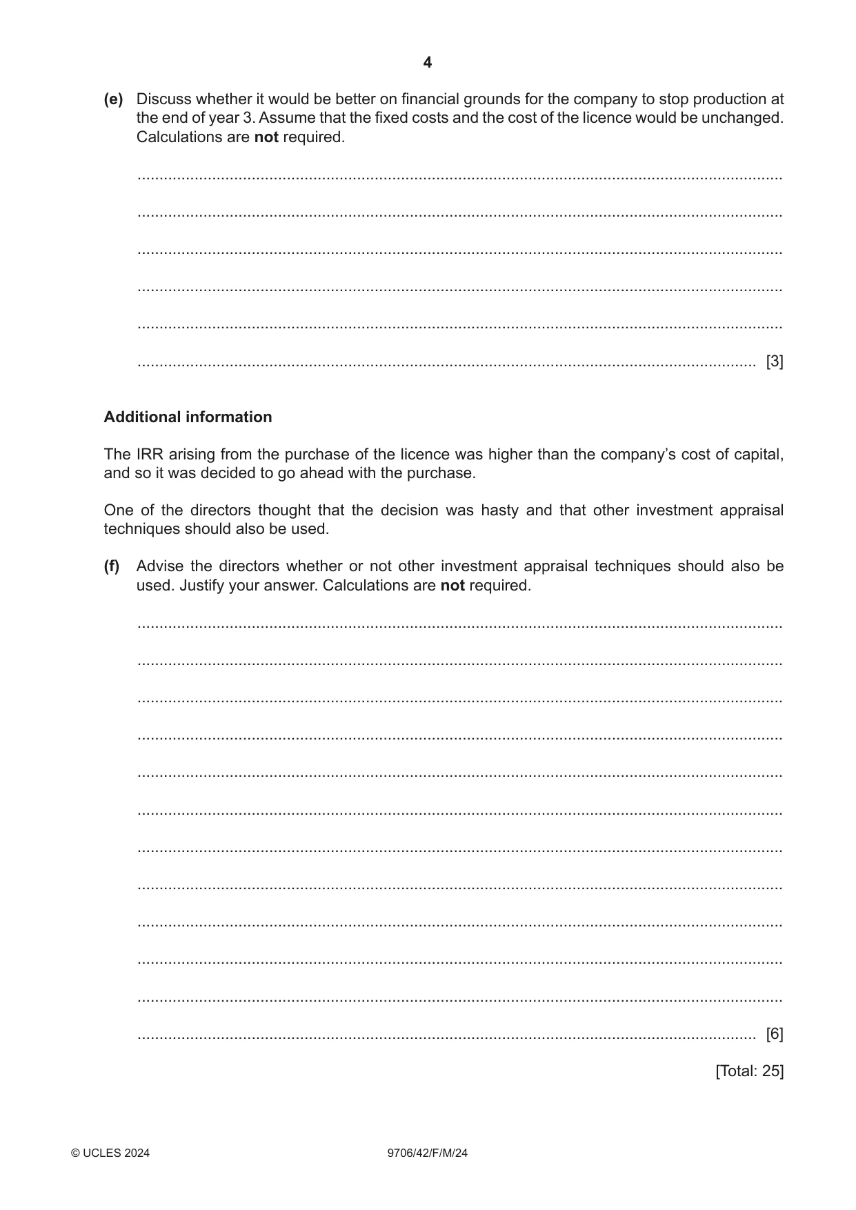 Cambridge A Level Accounting 9706 2024 Feb/March Paper 4 · Variant 2 question paper, page 4 of 8