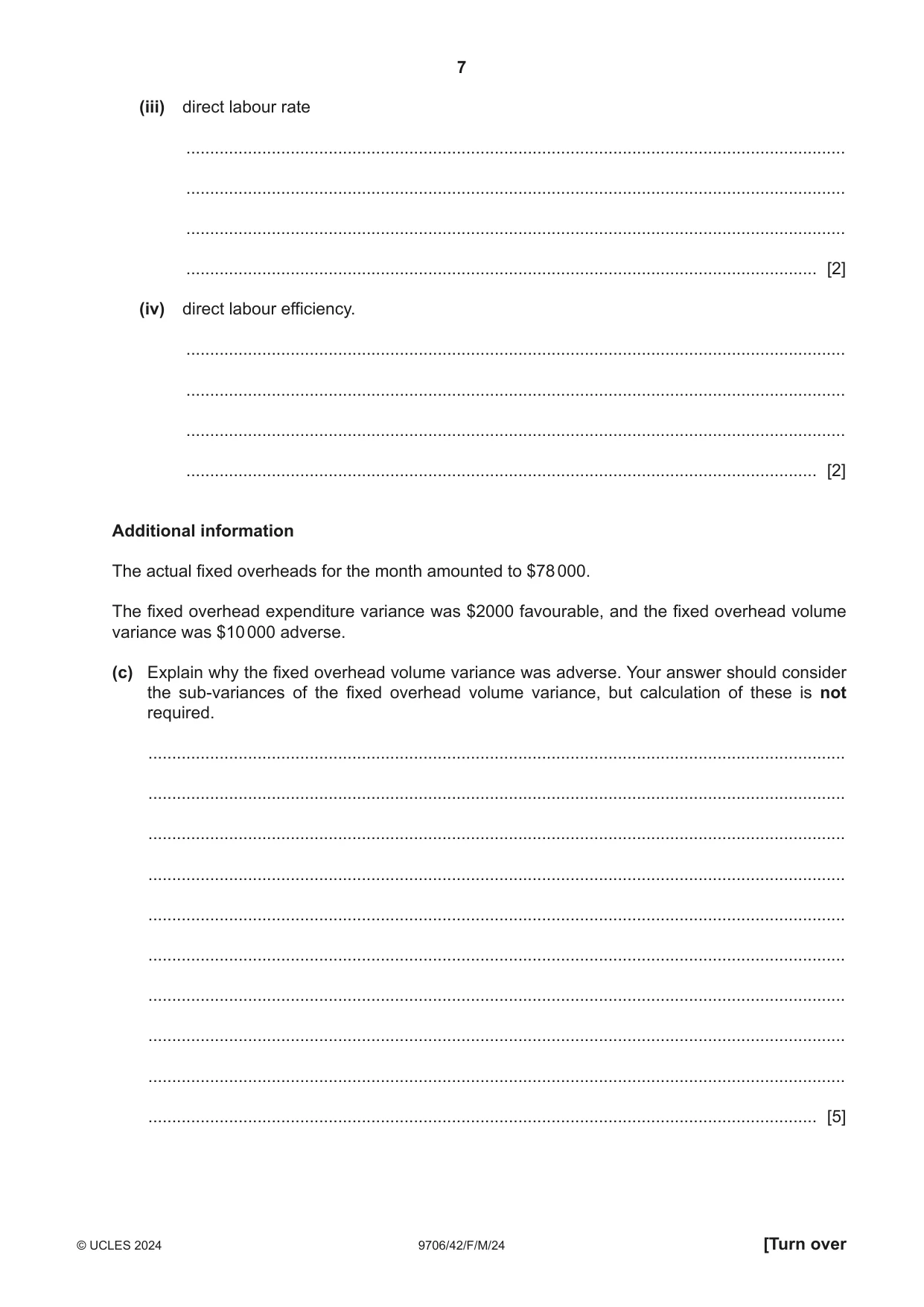 Cambridge A Level Accounting 9706 2024 Feb/March Paper 4 · Variant 2 question paper, page 7 of 8