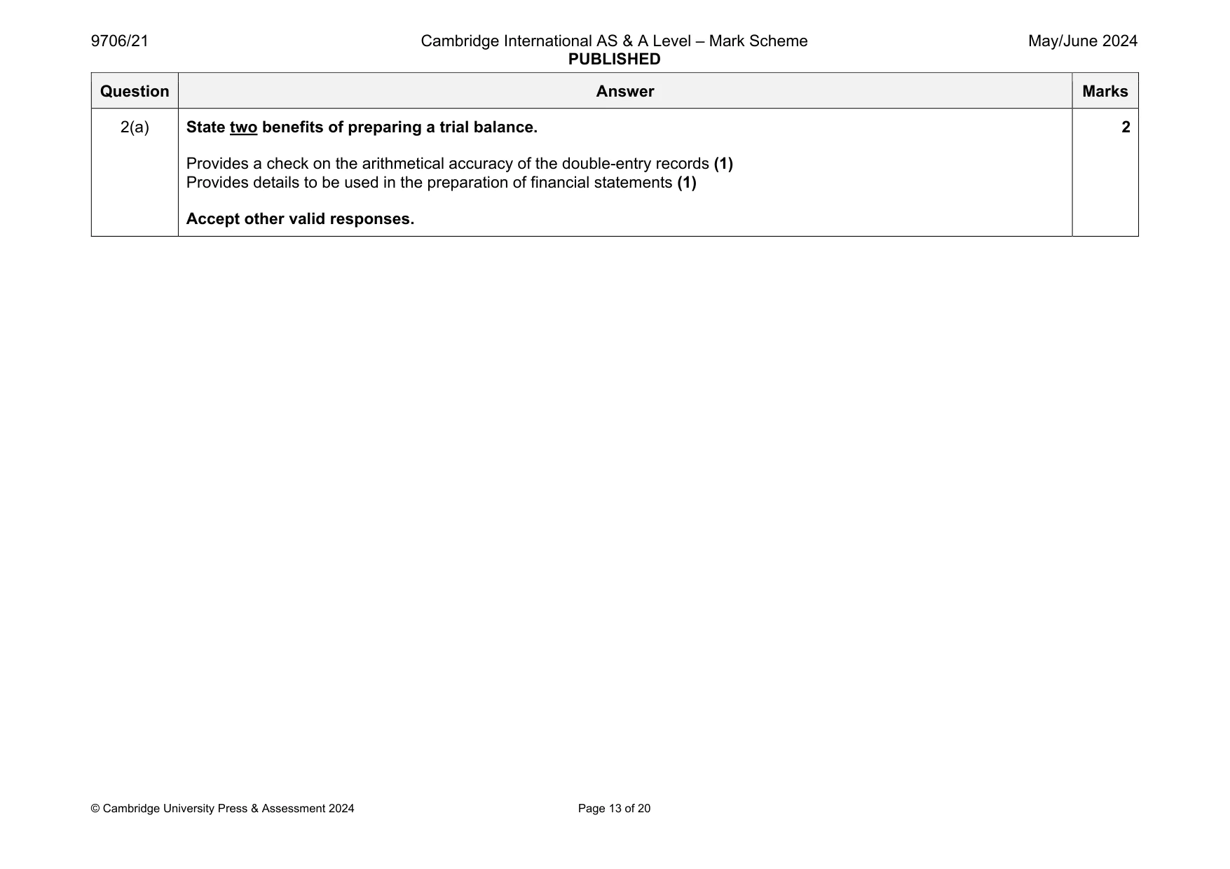 Mark scheme, page 13 of 20