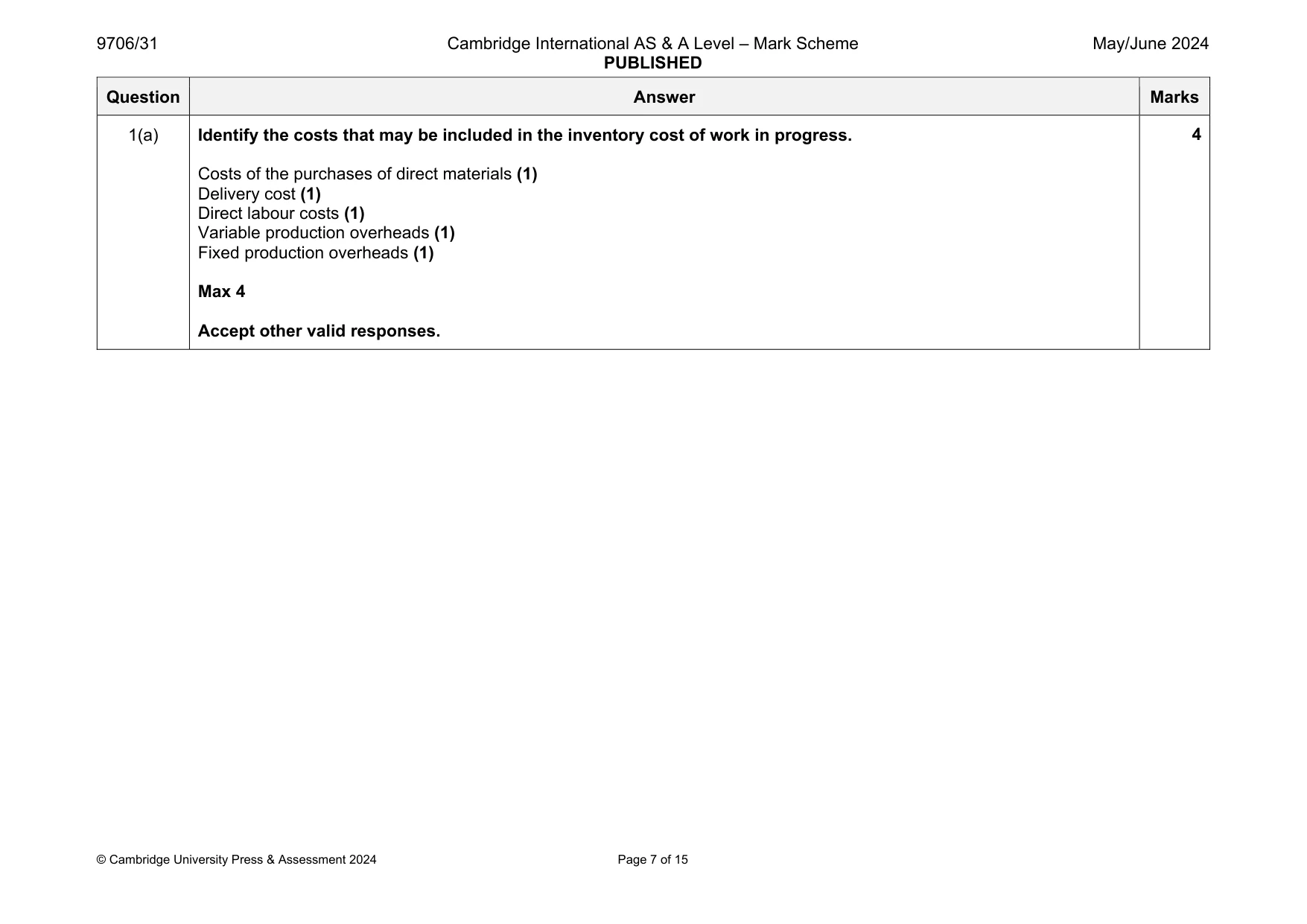 Mark scheme, page 7 of 15