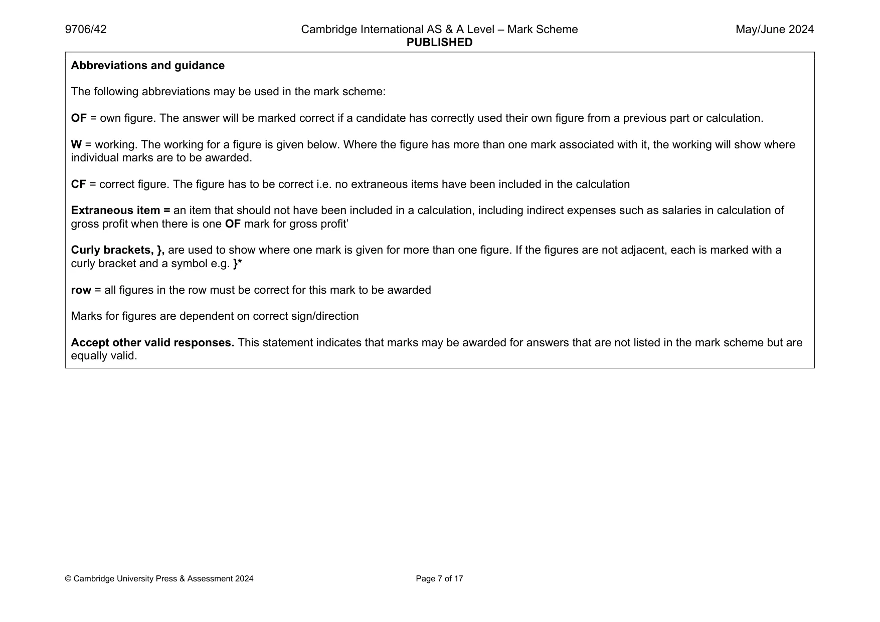 Mark scheme, page 7 of 17