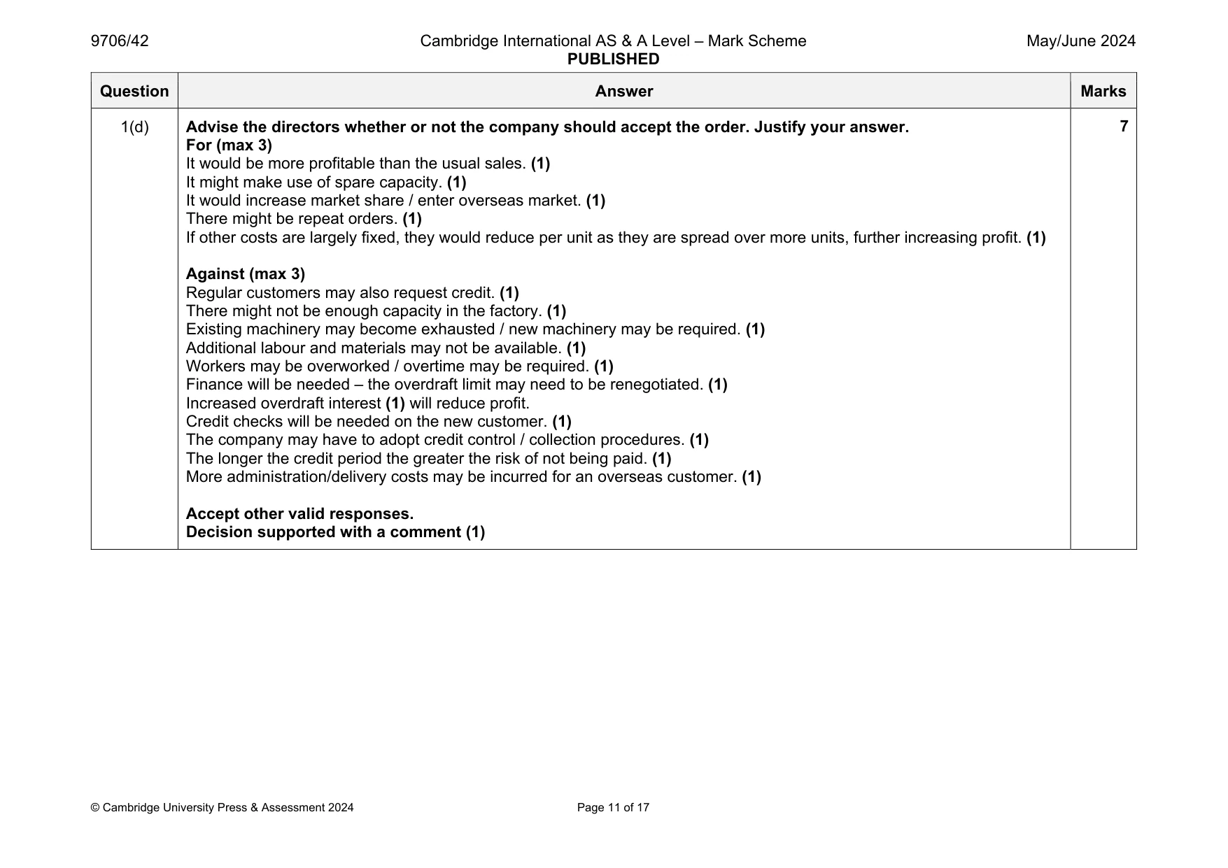Mark scheme, page 11 of 17