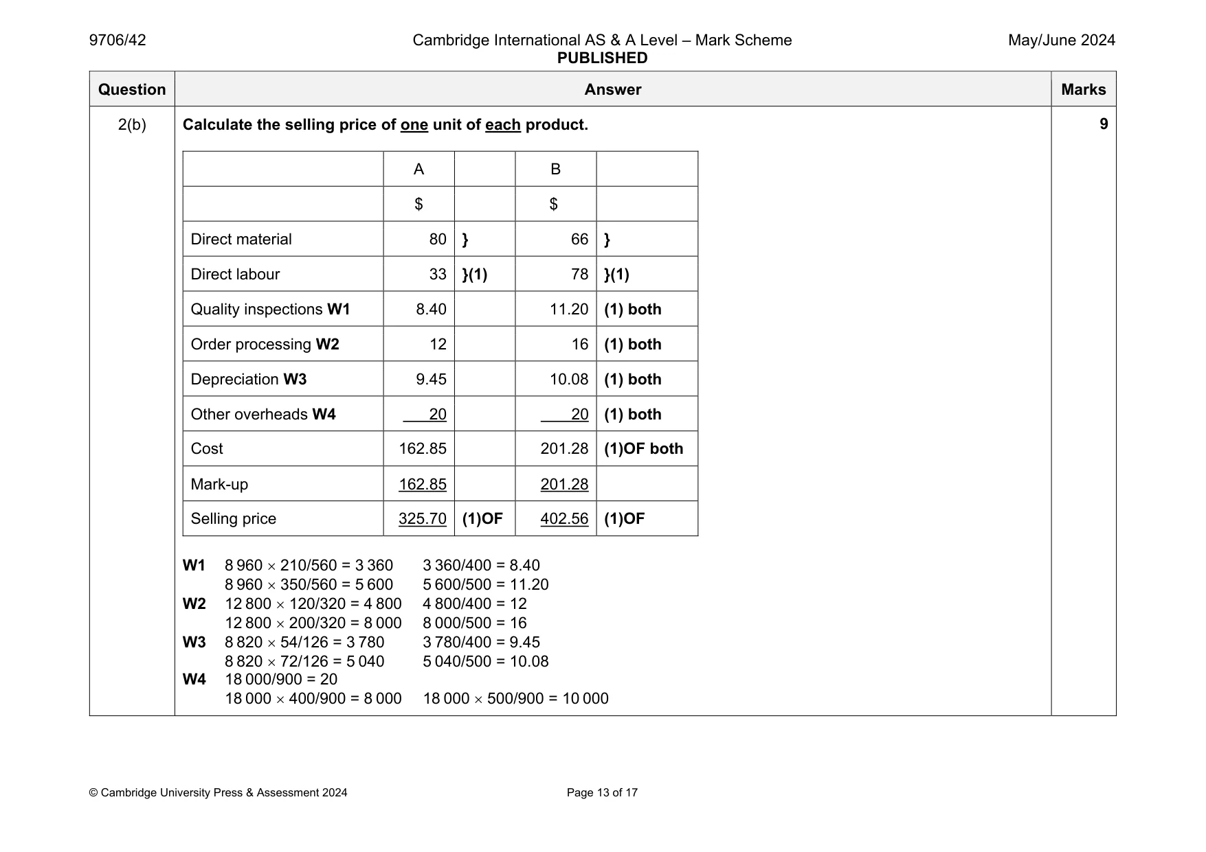 Mark scheme, page 13 of 17