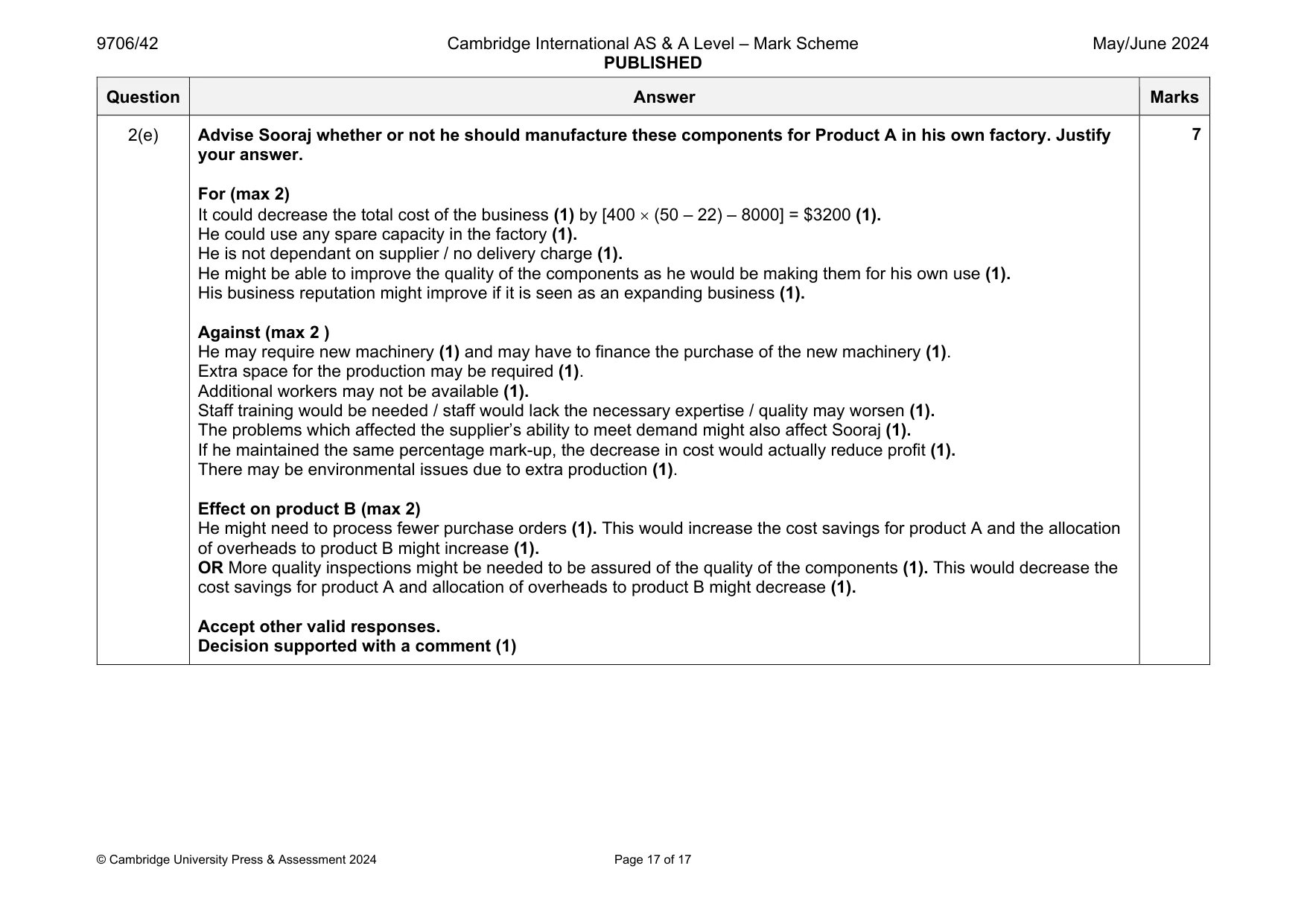 Mark scheme, page 17 of 17