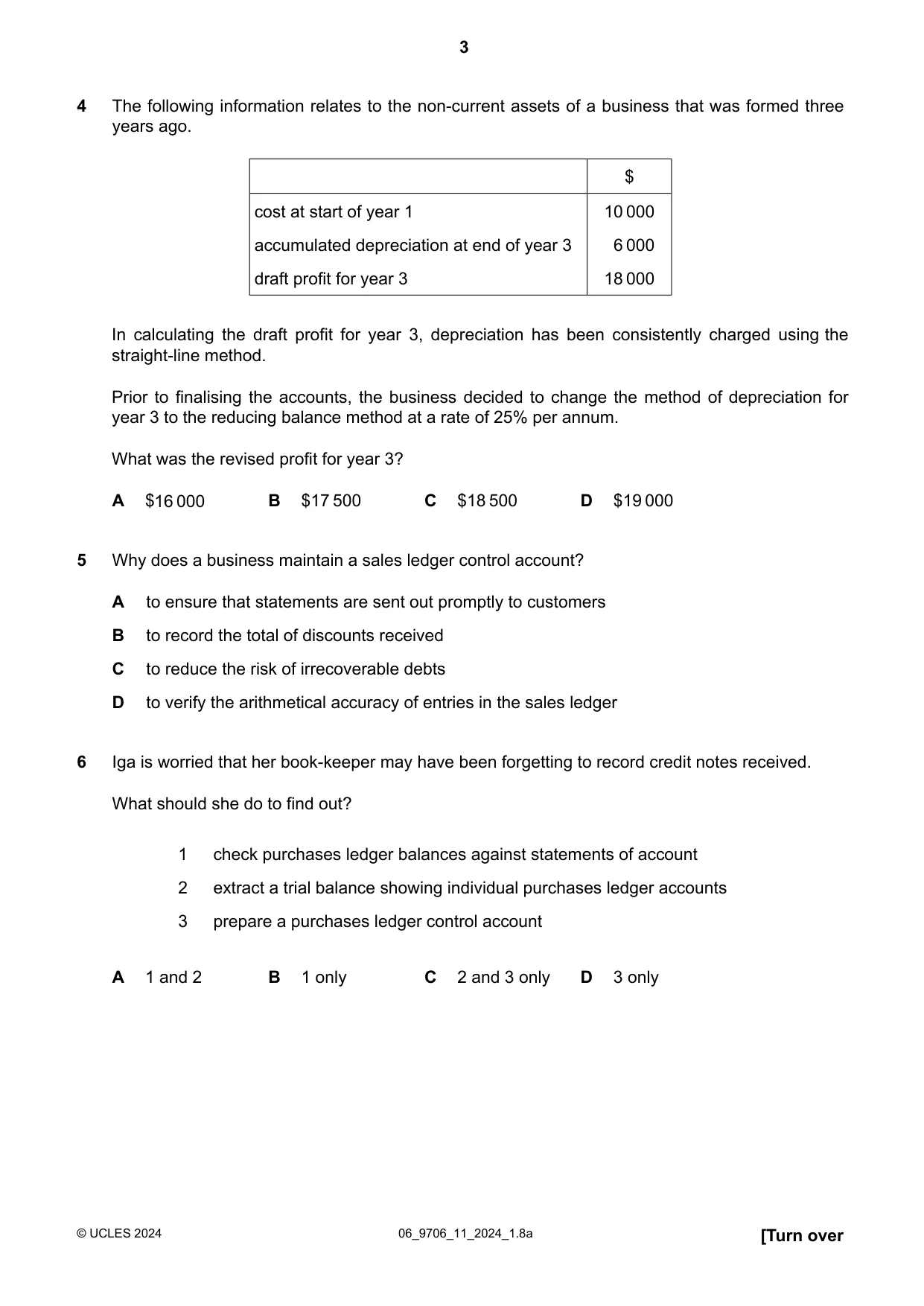 Cambridge A Level Accounting 9706 2024 May/June Paper 1 · Variant 1 question paper, page 3 of 12