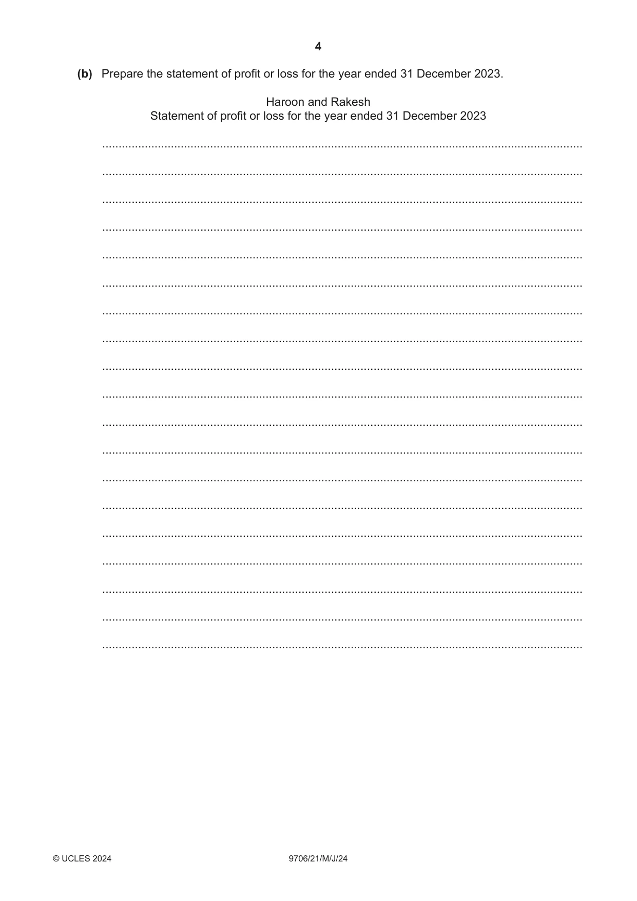 Cambridge A Level Accounting 9706 2024 May/June Paper 2 · Variant 1 question paper, page 4 of 20