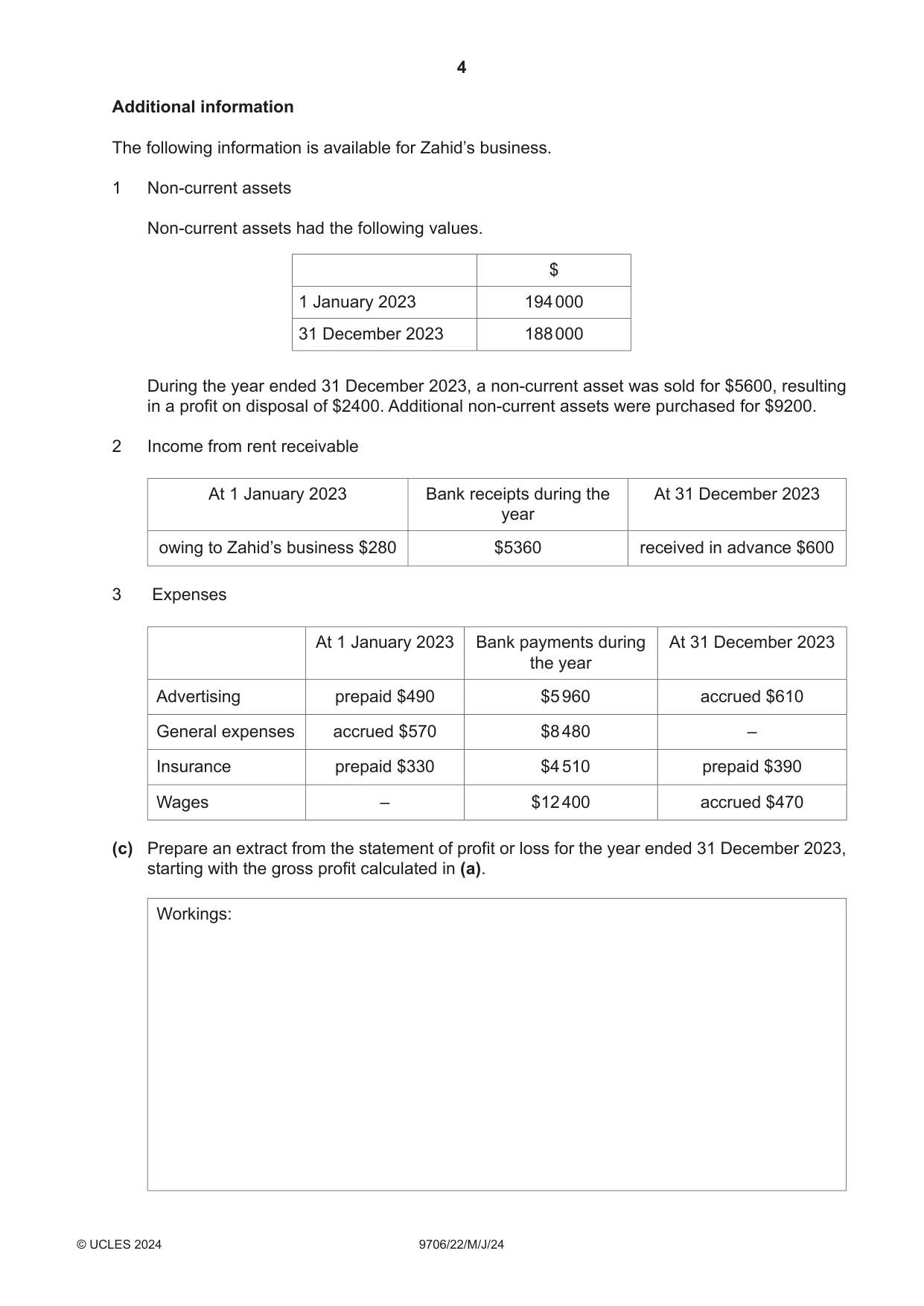 Cambridge A Level Accounting 9706 2024 May/June Paper 2 · Variant 2 question paper, page 4 of 16