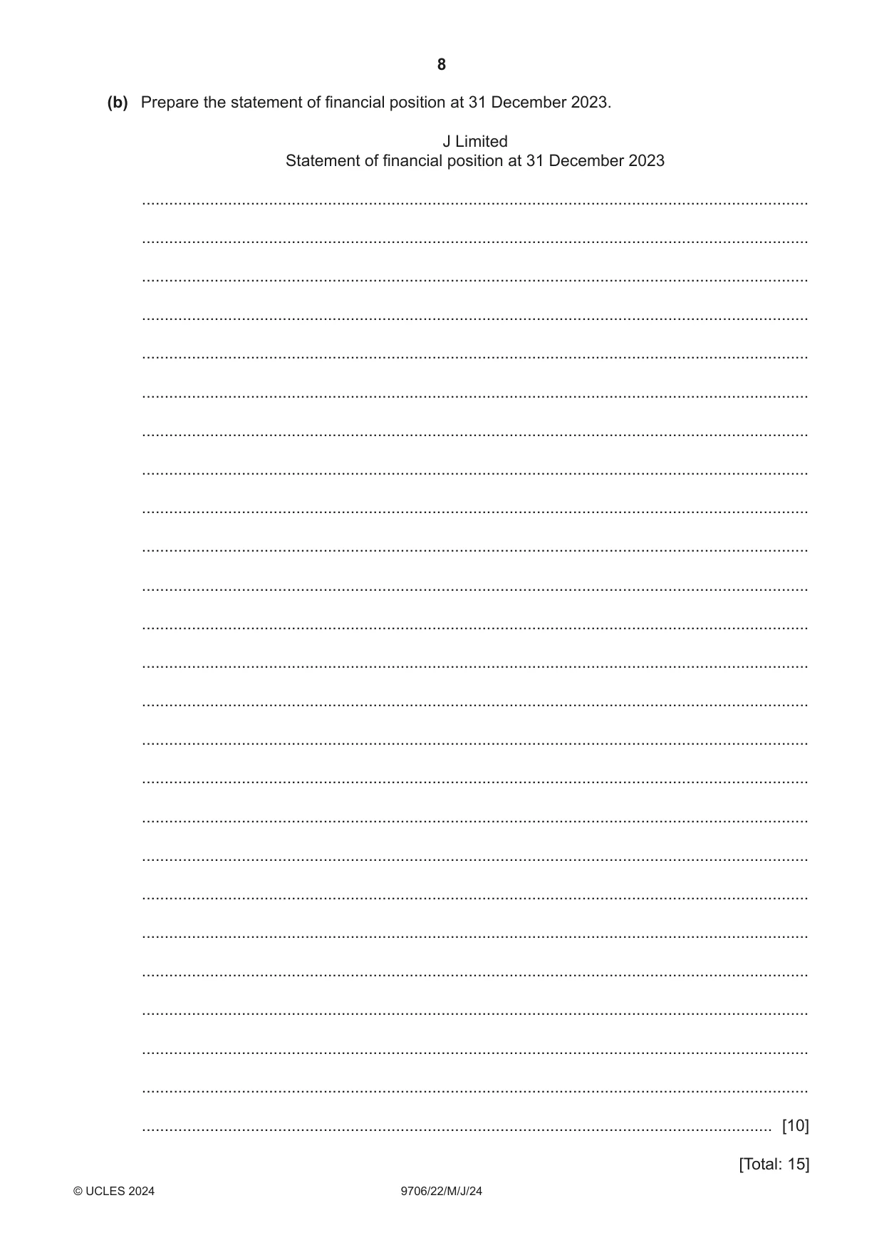 Cambridge A Level Accounting 9706 2024 May/June Paper 2 · Variant 2 question paper, page 8 of 16