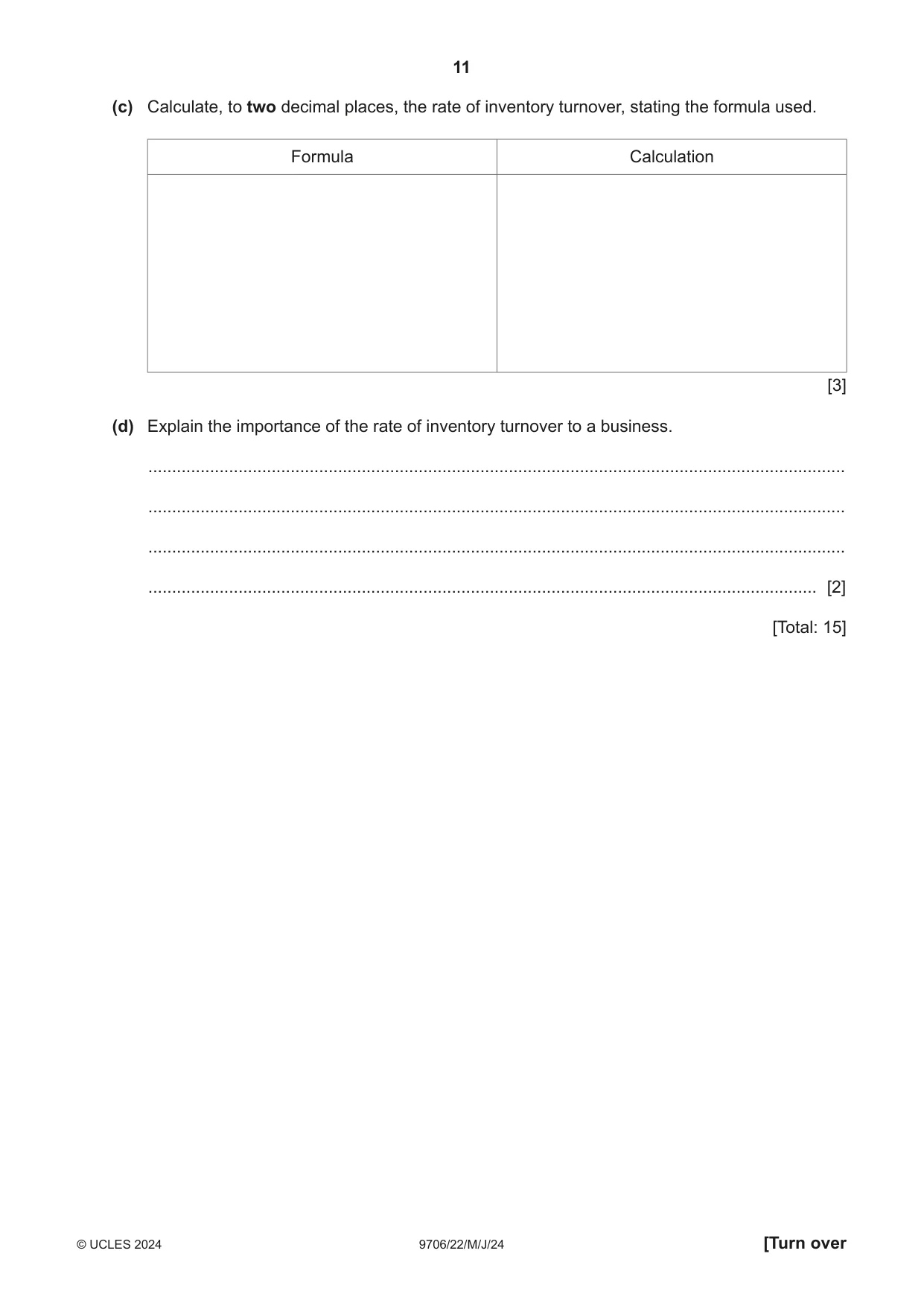 Cambridge A Level Accounting 9706 2024 May/June Paper 2 · Variant 2 question paper, page 11 of 16