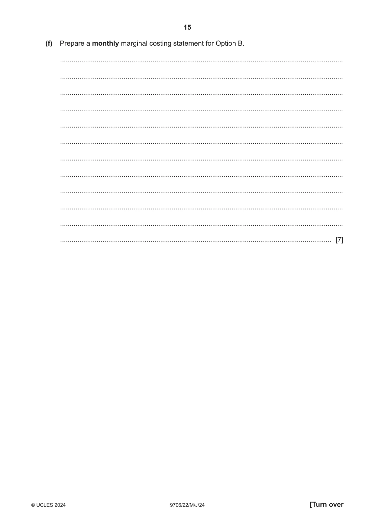 Cambridge A Level Accounting 9706 2024 May/June Paper 2 · Variant 2 question paper, page 15 of 16
