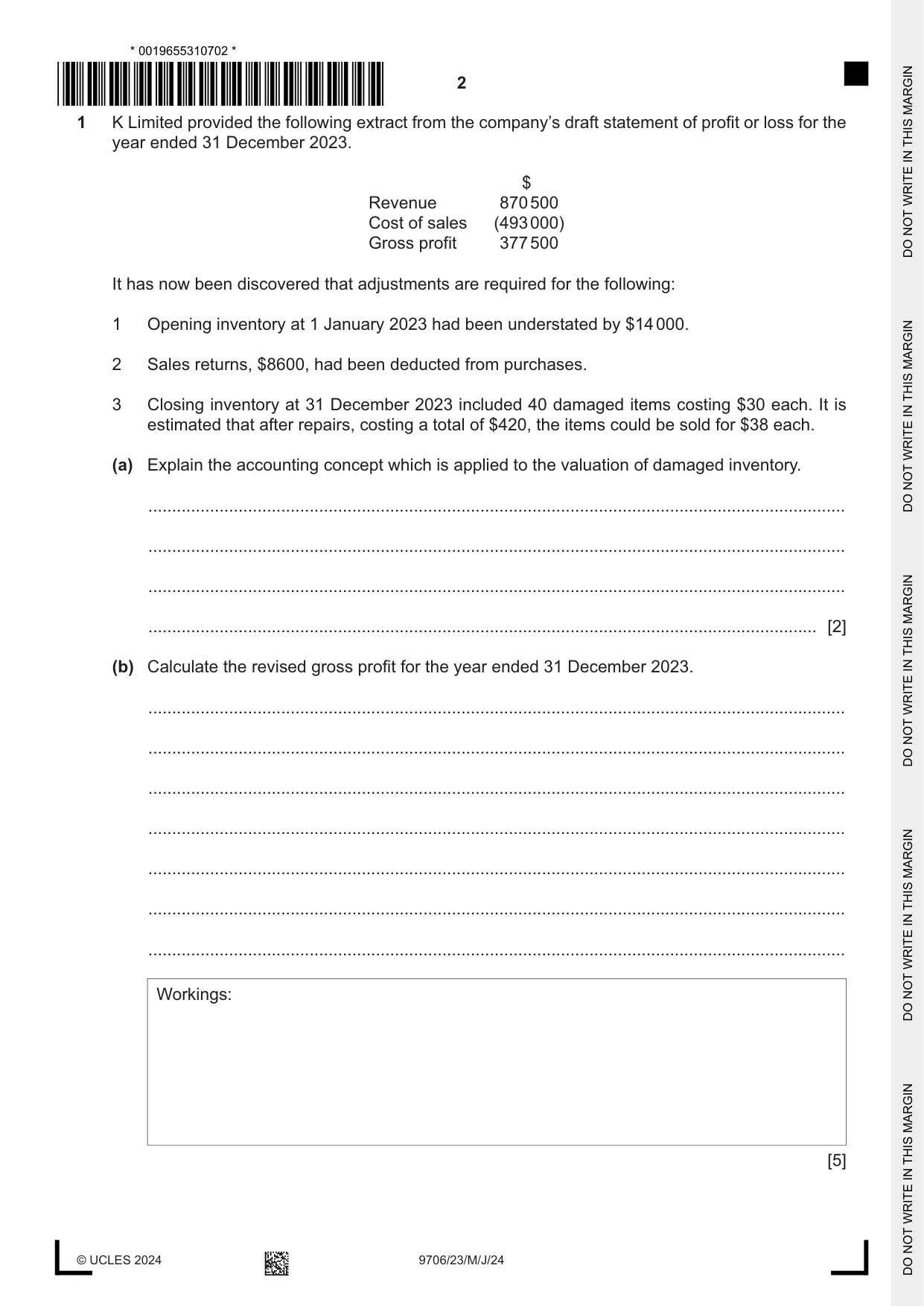 Cambridge A Level Accounting 9706 2024 May/June Paper 2 · Variant 3 question paper, page 2 of 16