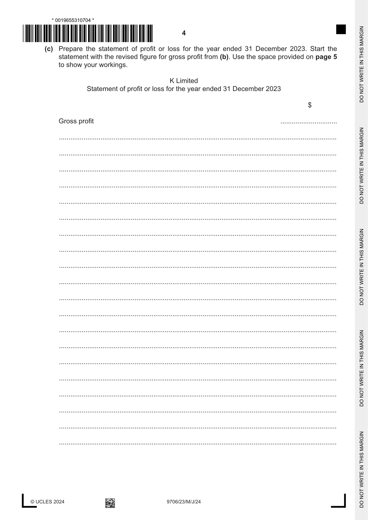 Cambridge A Level Accounting 9706 2024 May/June Paper 2 · Variant 3 question paper, page 4 of 16