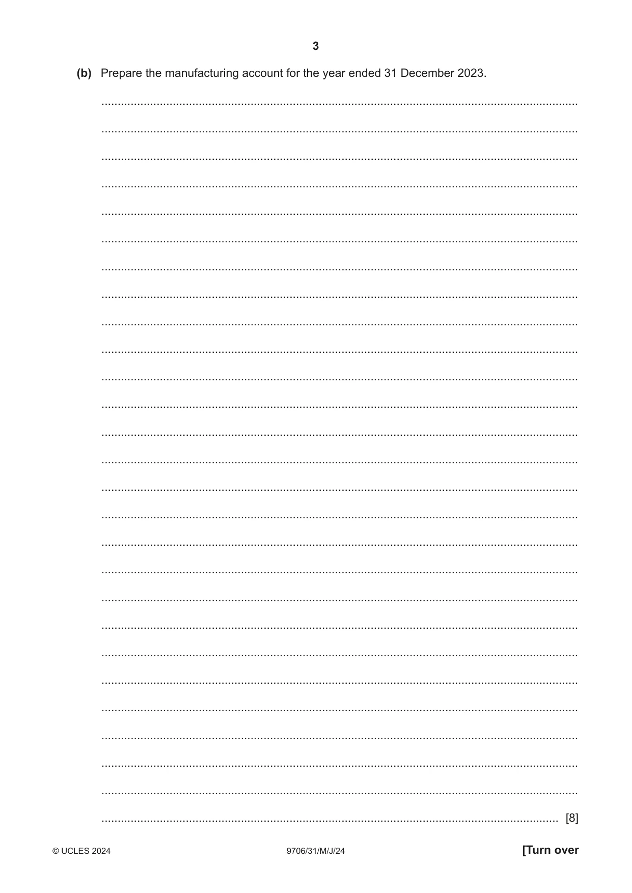 Cambridge A Level Accounting 9706 2024 May/June Paper 3 · Variant 1 question paper, page 3 of 12