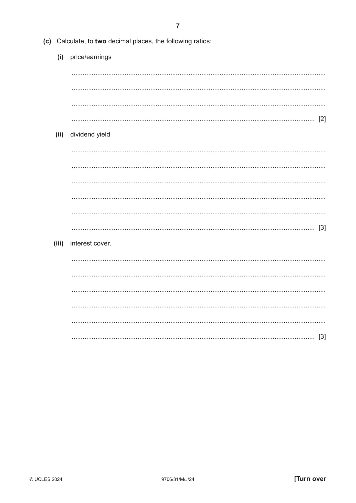 Cambridge A Level Accounting 9706 2024 May/June Paper 3 · Variant 1 question paper, page 7 of 12