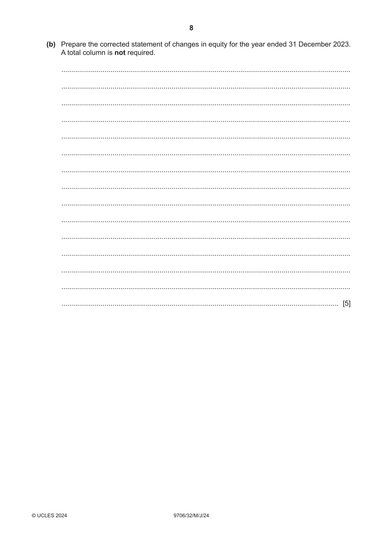 Cambridge A Level Accounting 9706 2024 May/June Paper 3 · Variant 2 question paper, page 8 of 16
