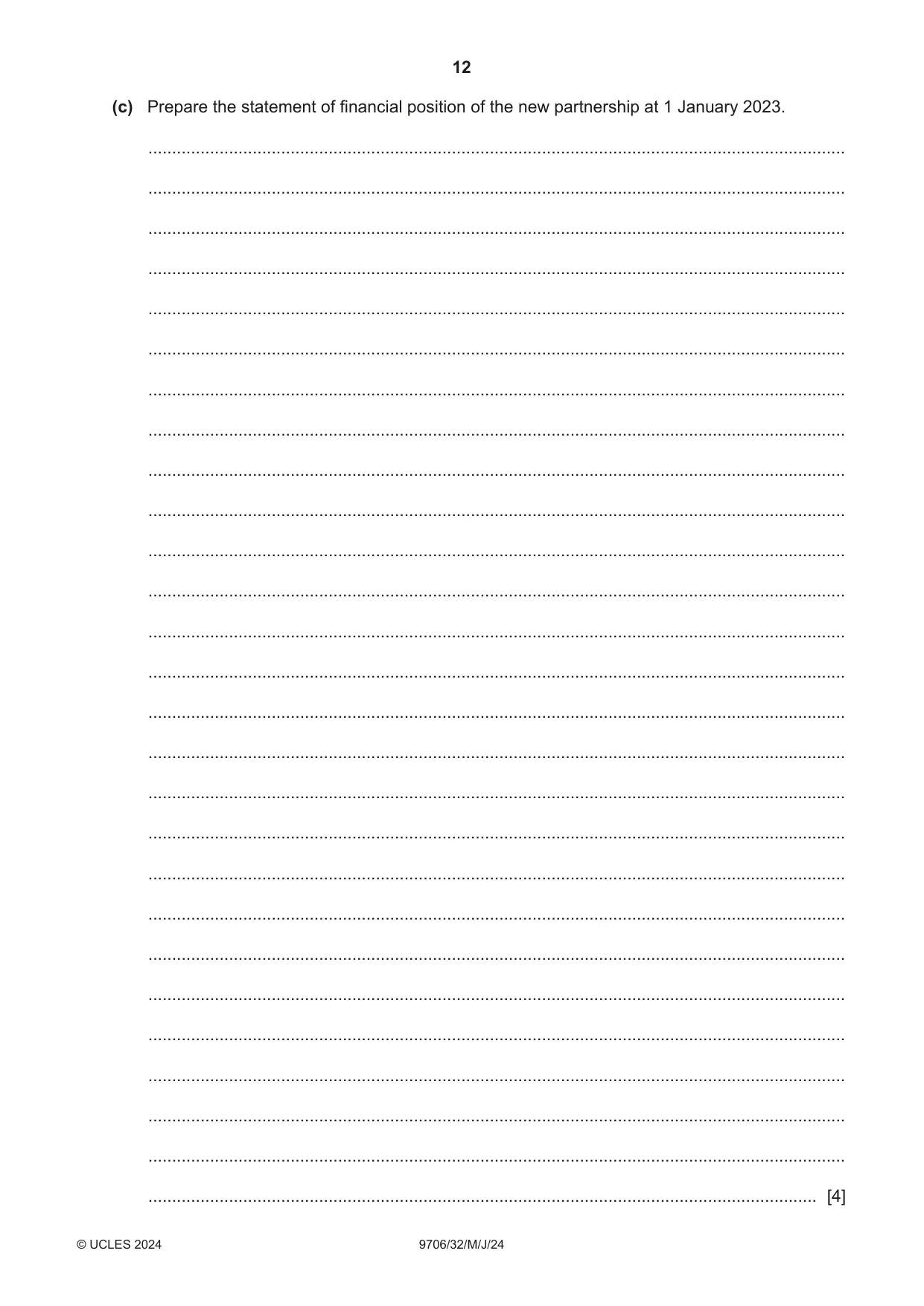 Cambridge A Level Accounting 9706 2024 May/June Paper 3 · Variant 2 question paper, page 12 of 16