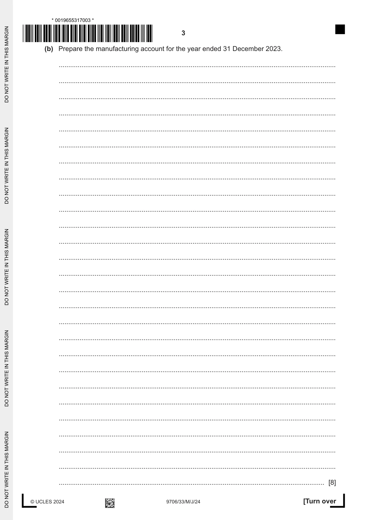 Cambridge A Level Accounting 9706 2024 May/June Paper 3 · Variant 3 question paper, page 3 of 12