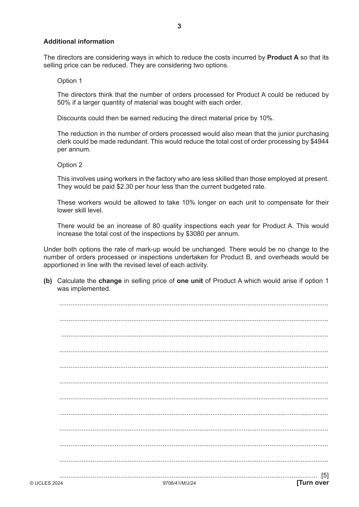 Cambridge A Level Accounting 9706 2024 May/June Paper 4 · Variant 1 question paper, page 3 of 8