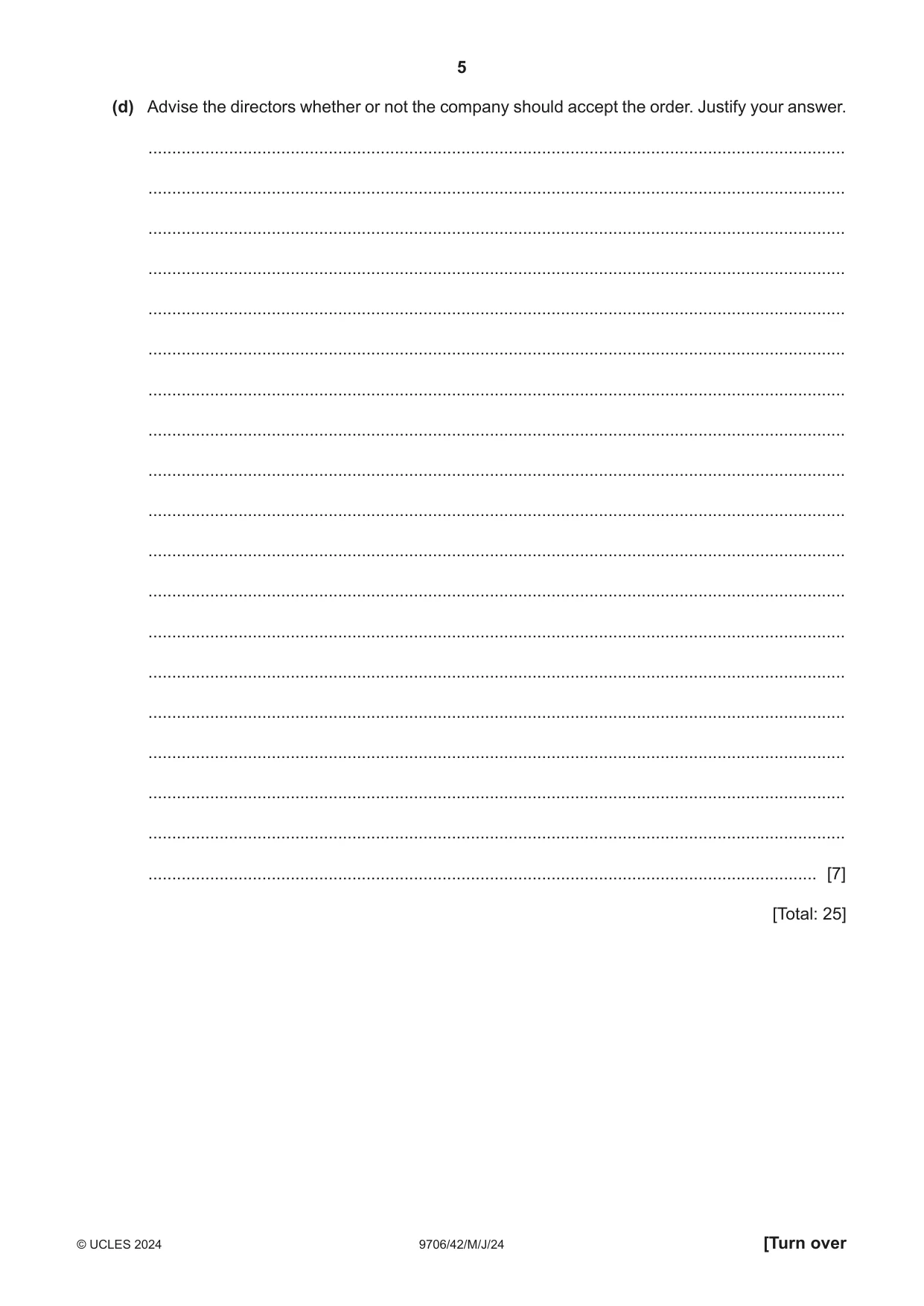 Cambridge A Level Accounting 9706 2024 May/June Paper 4 · Variant 2 question paper, page 5 of 12