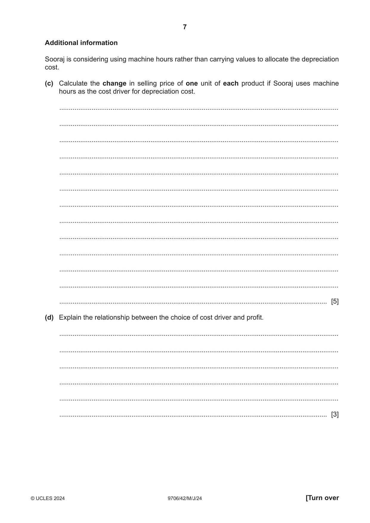 Cambridge A Level Accounting 9706 2024 May/June Paper 4 · Variant 2 question paper, page 7 of 12
