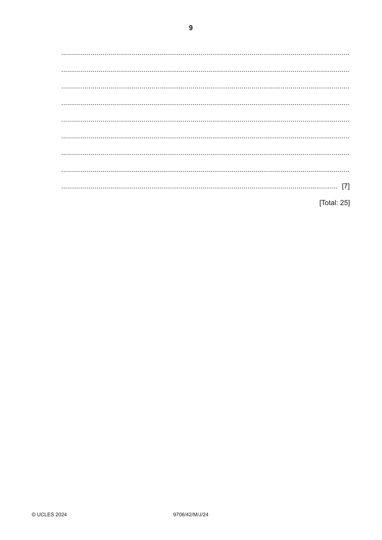 Cambridge A Level Accounting 9706 2024 May/June Paper 4 · Variant 2 question paper, page 9 of 12