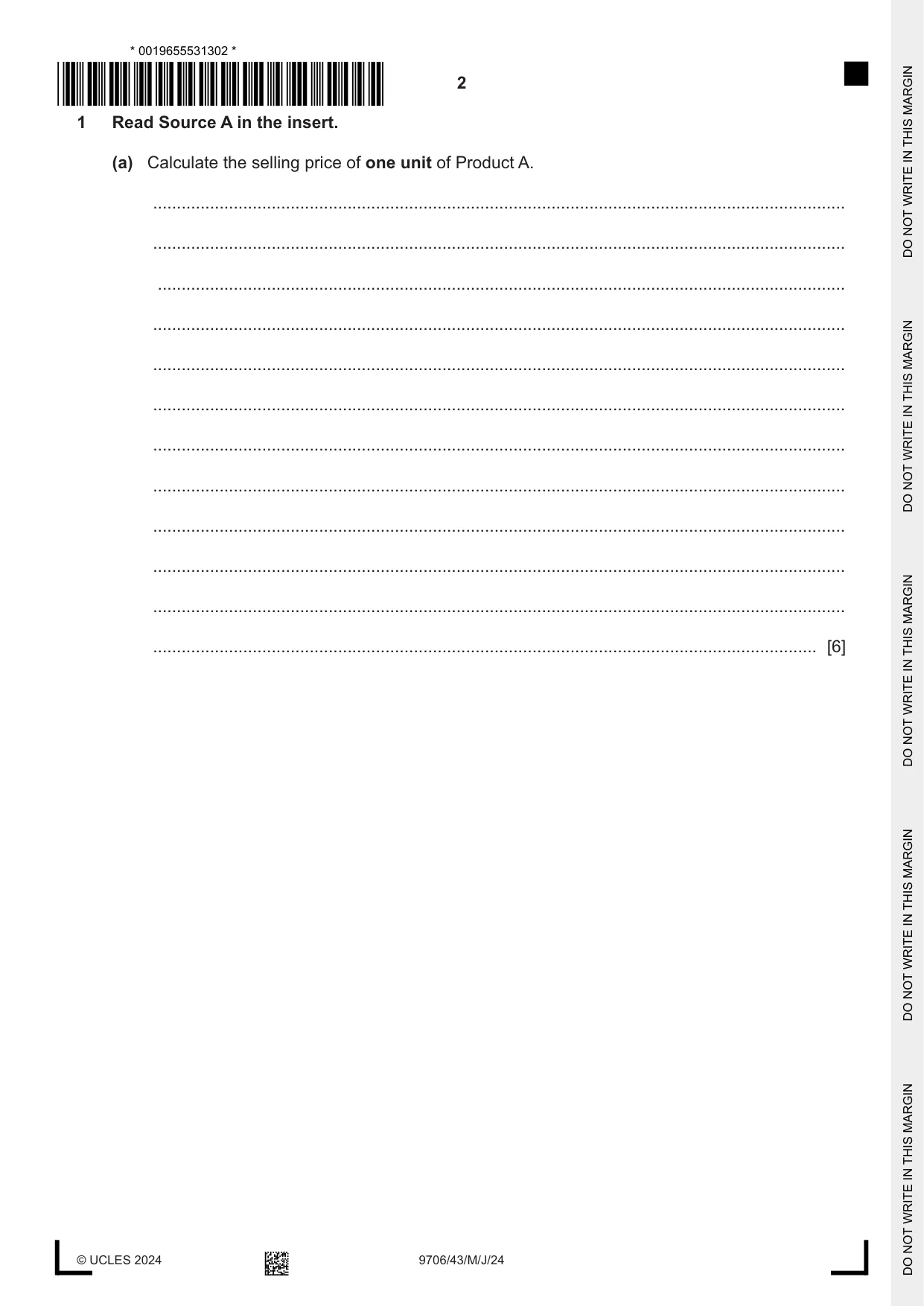 Cambridge A Level Accounting 9706 2024 May/June Paper 4 · Variant 3 question paper, page 2 of 8