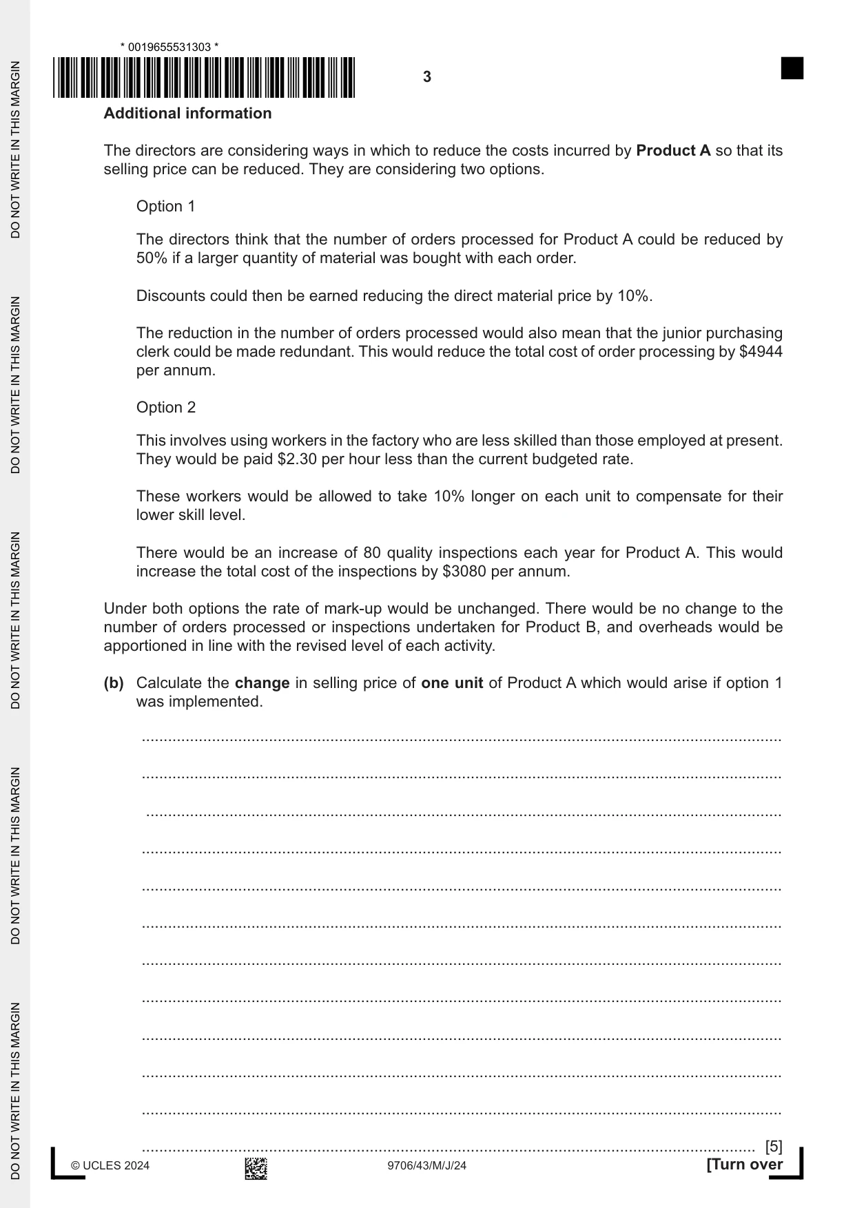 Cambridge A Level Accounting 9706 2024 May/June Paper 4 · Variant 3 question paper, page 3 of 8