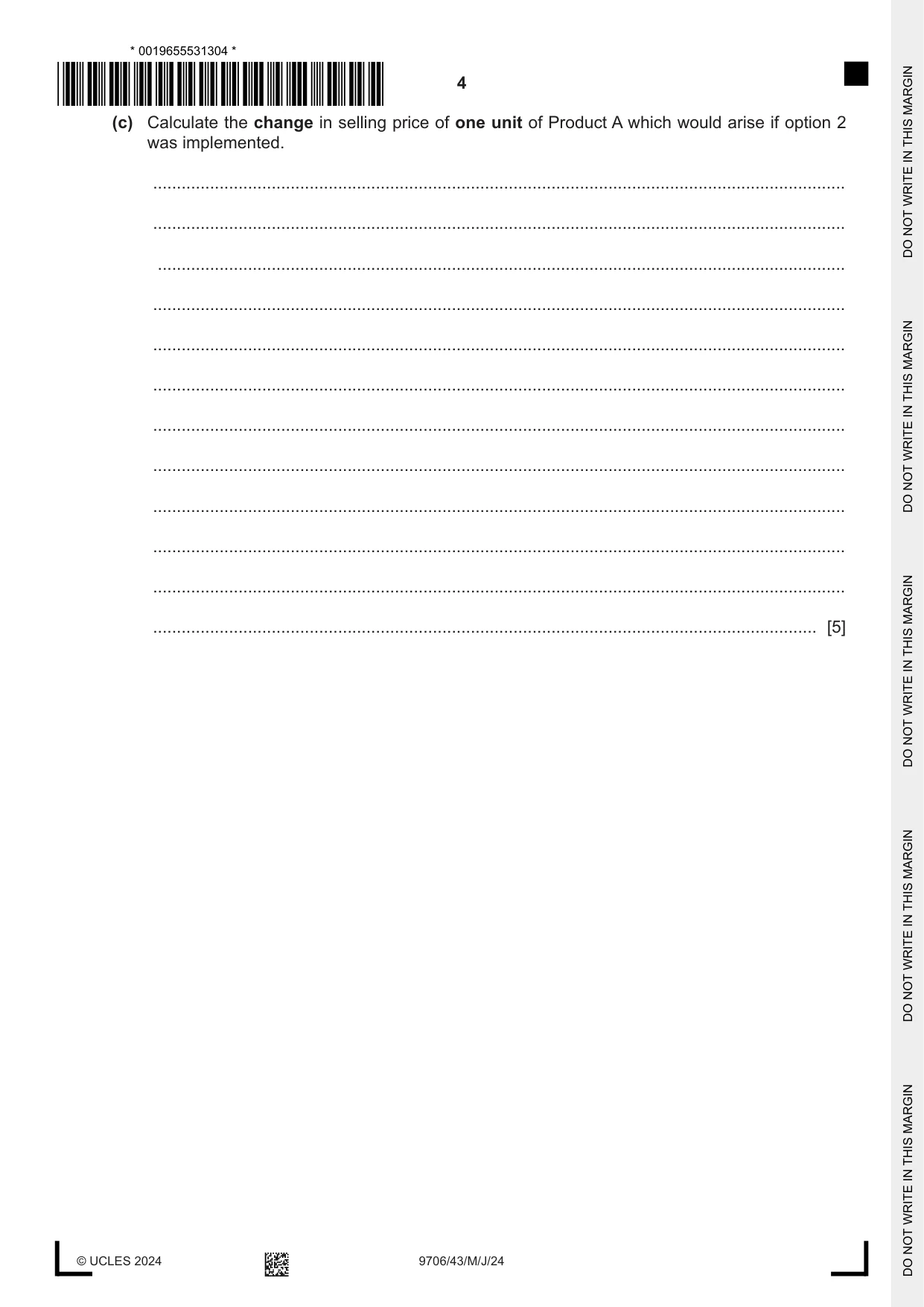Cambridge A Level Accounting 9706 2024 May/June Paper 4 · Variant 3 question paper, page 4 of 8
