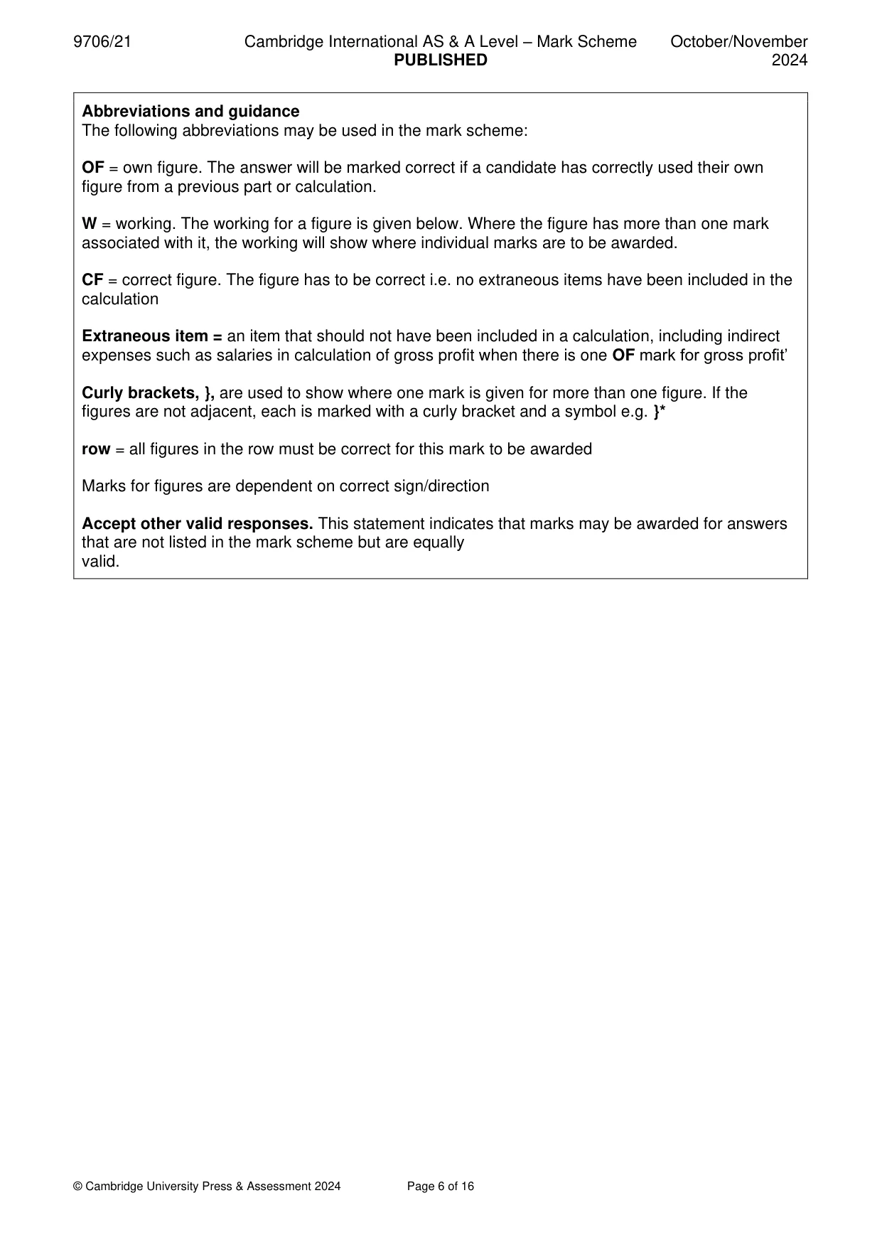 Mark scheme, page 6 of 16