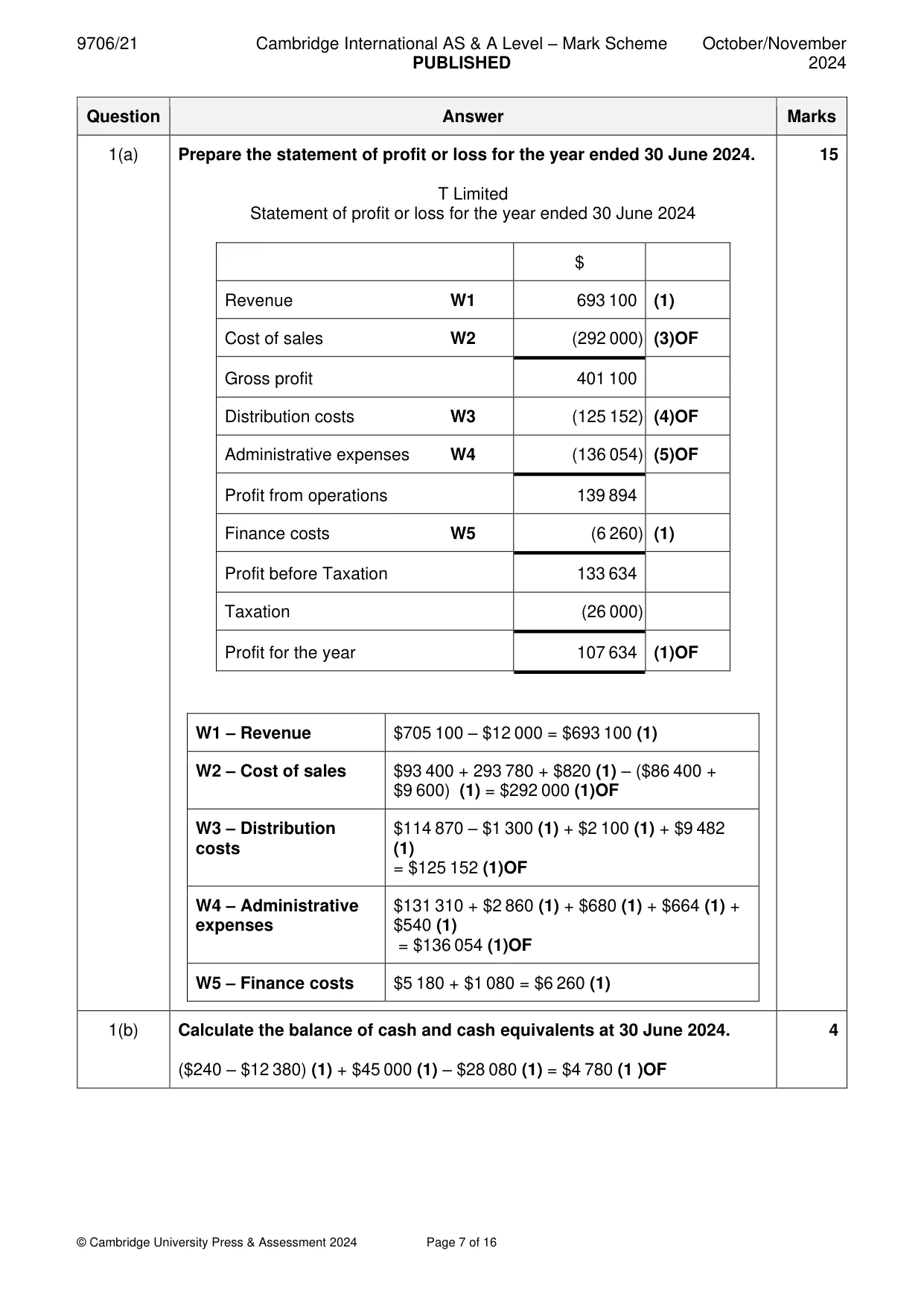 Mark scheme, page 7 of 16