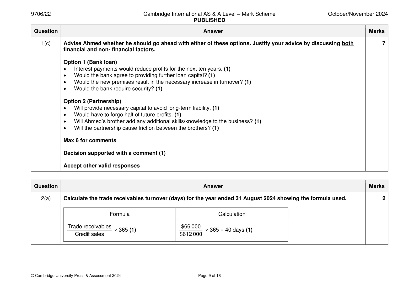 Mark scheme, page 9 of 18