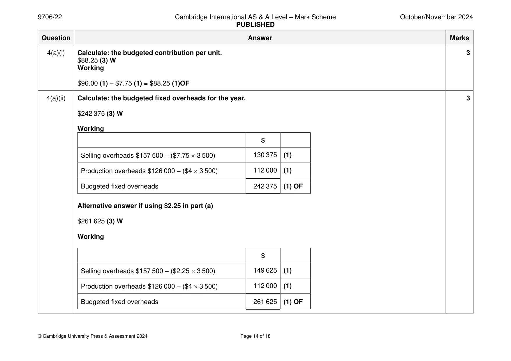 Mark scheme, page 14 of 18