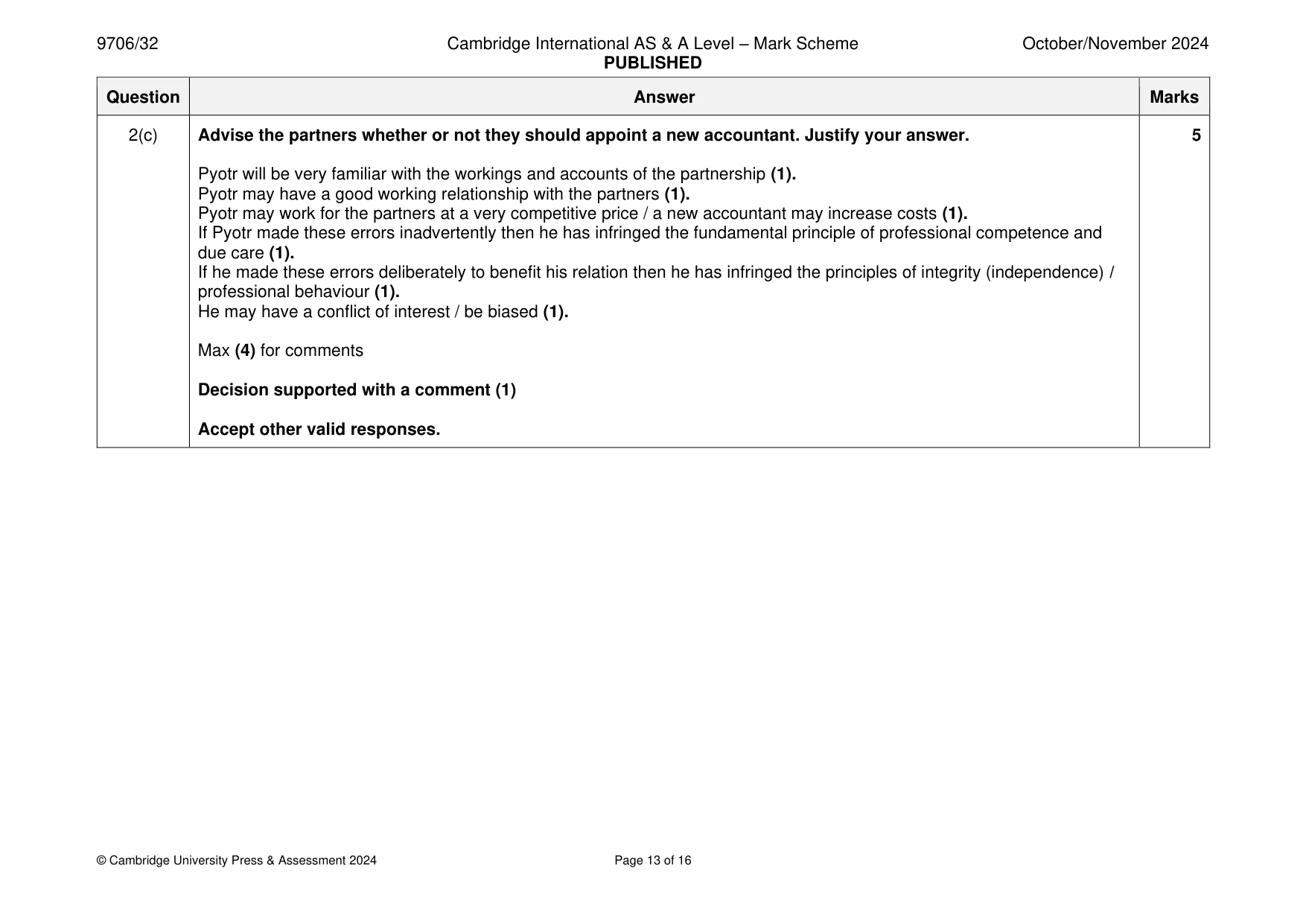 Mark scheme, page 13 of 16