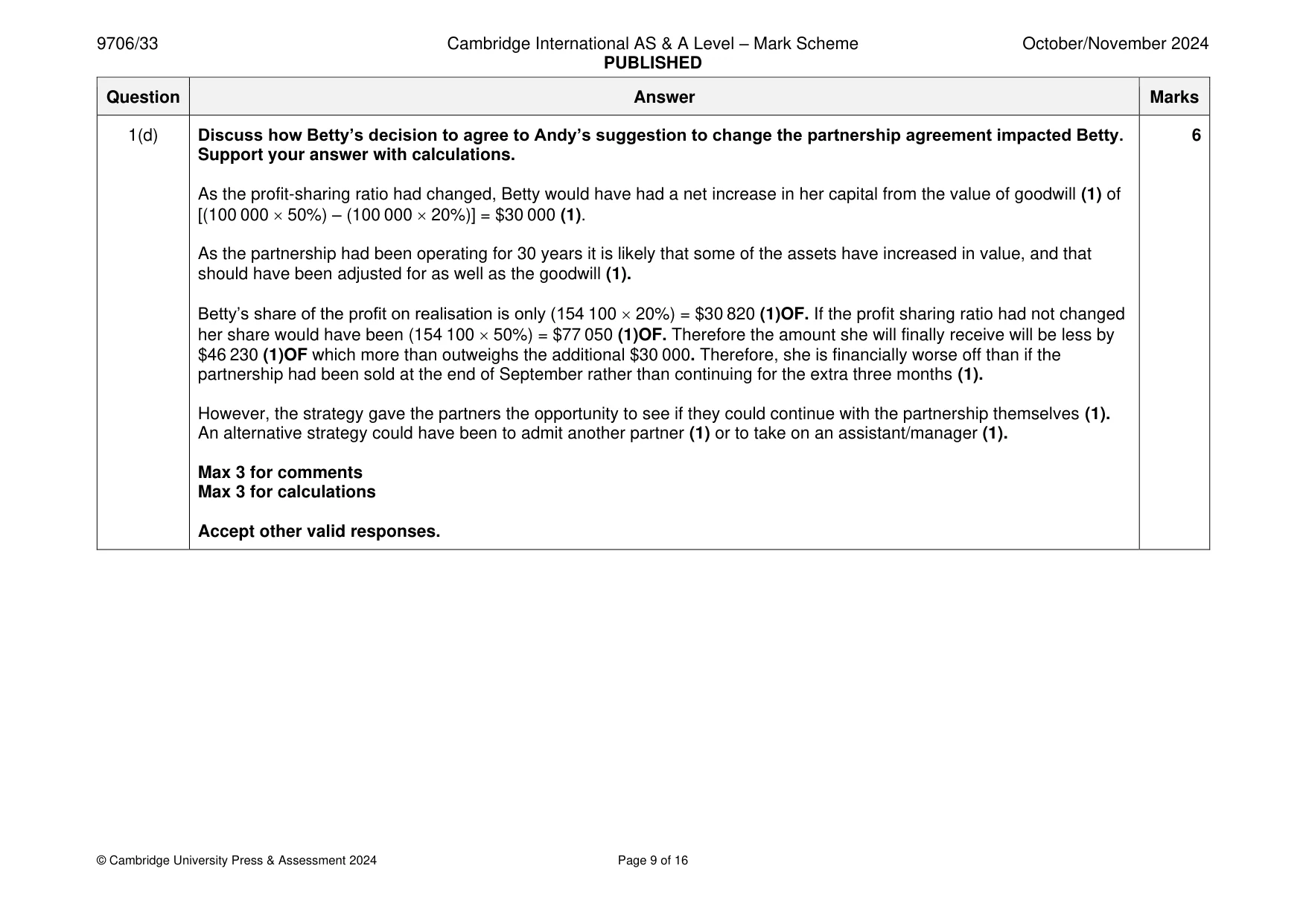 Mark scheme, page 9 of 16