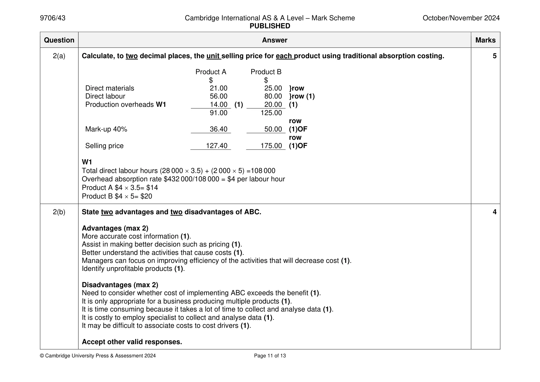 Mark scheme, page 11 of 13