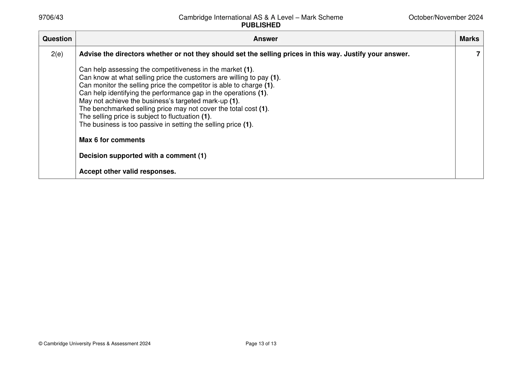 Mark scheme, page 13 of 13