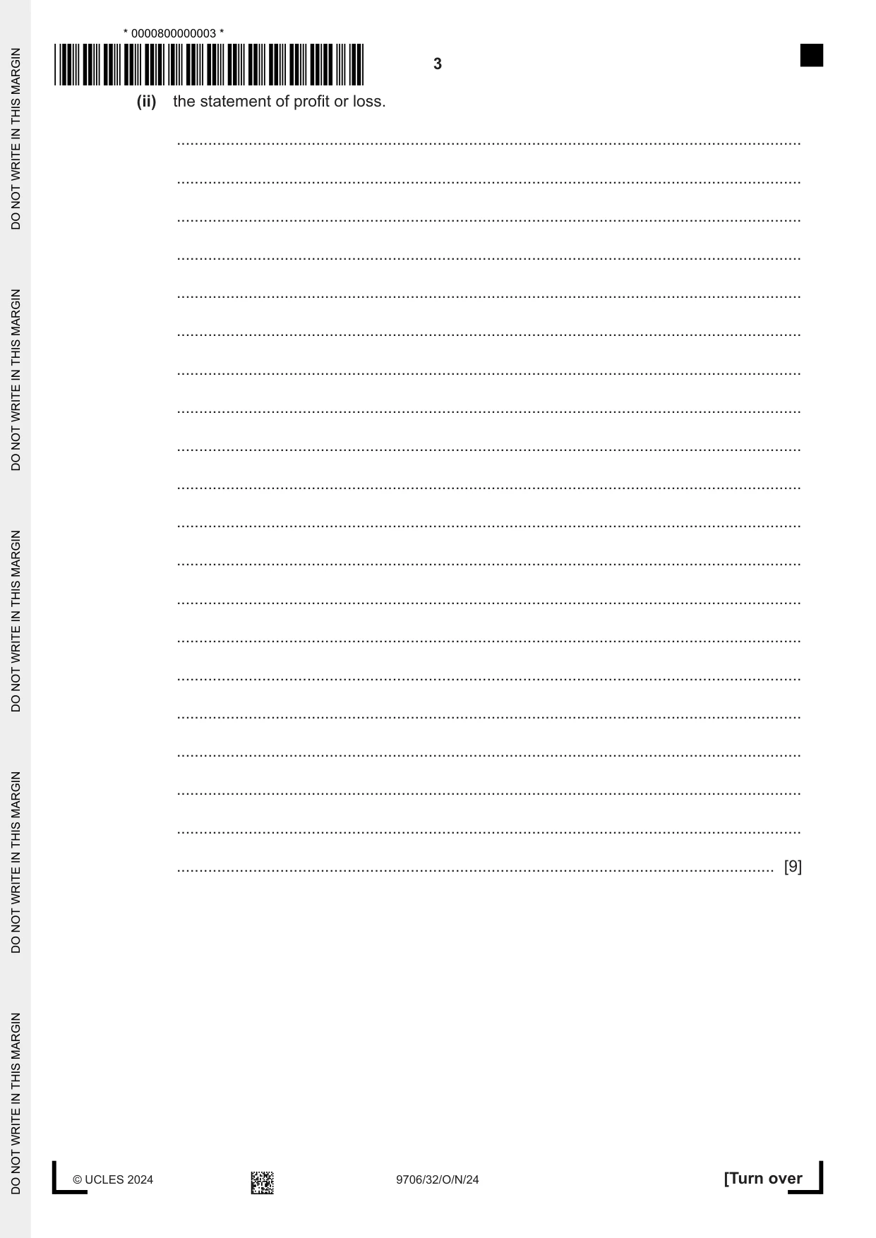 Cambridge A Level Accounting 9706 2024 Oct/Nov Paper 3 · Variant 2 question paper, page 3 of 12