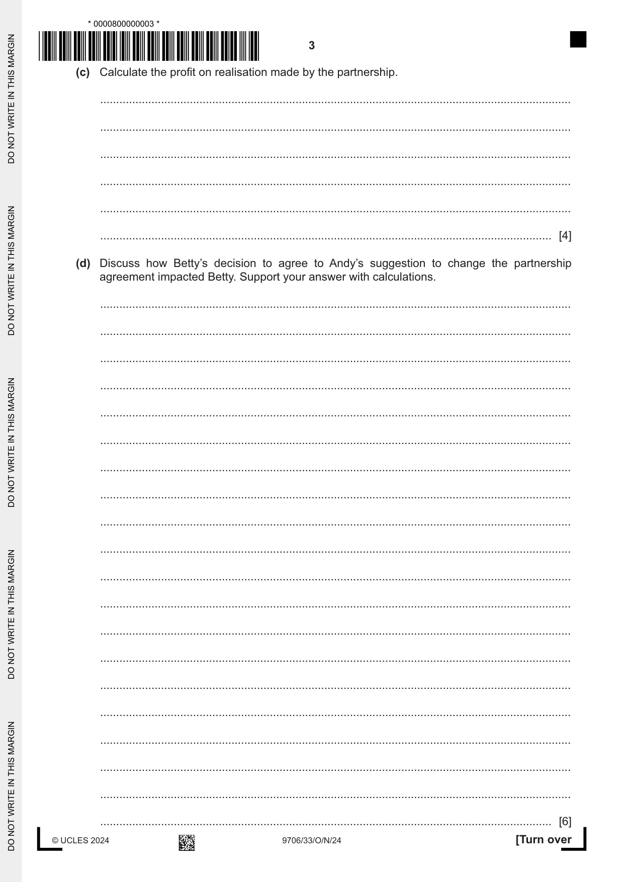 Cambridge A Level Accounting 9706 2024 Oct/Nov Paper 3 · Variant 3 question paper, page 3 of 12