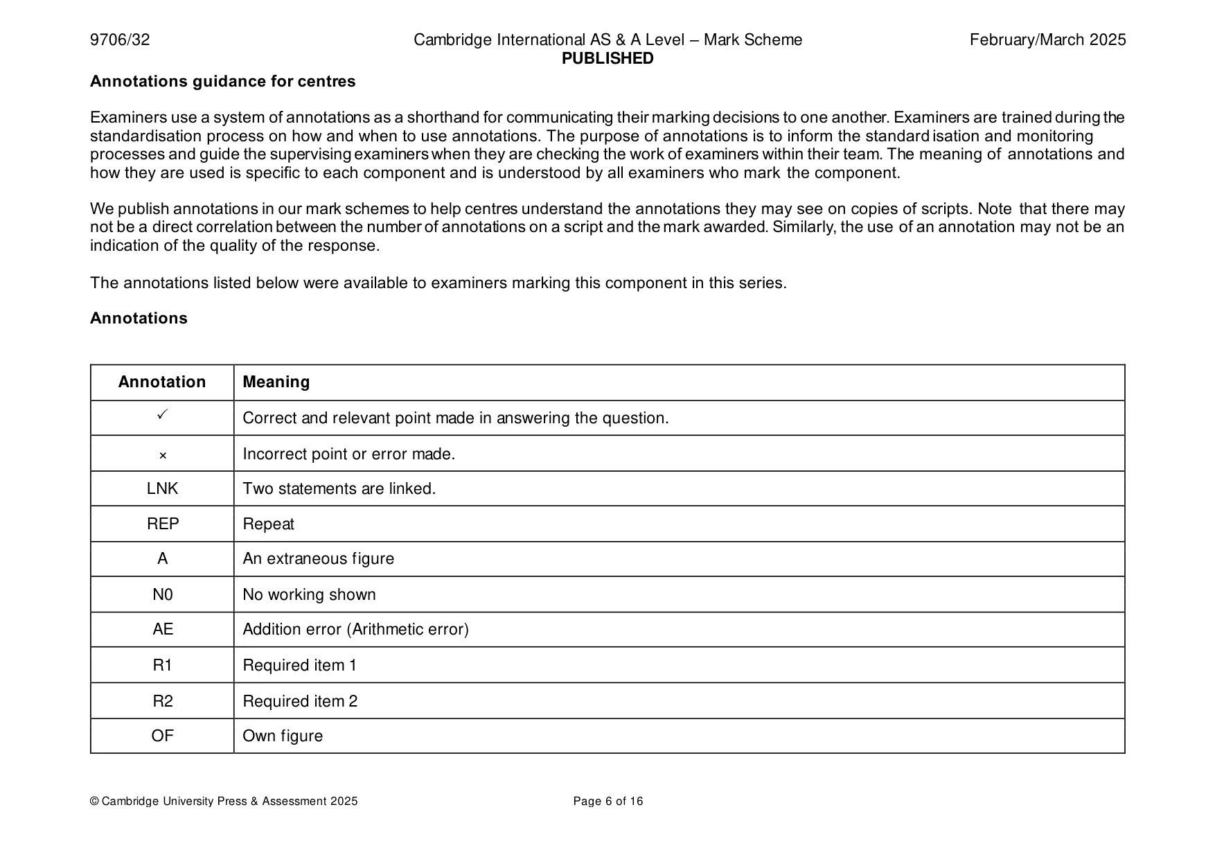 Mark scheme, page 6 of 16