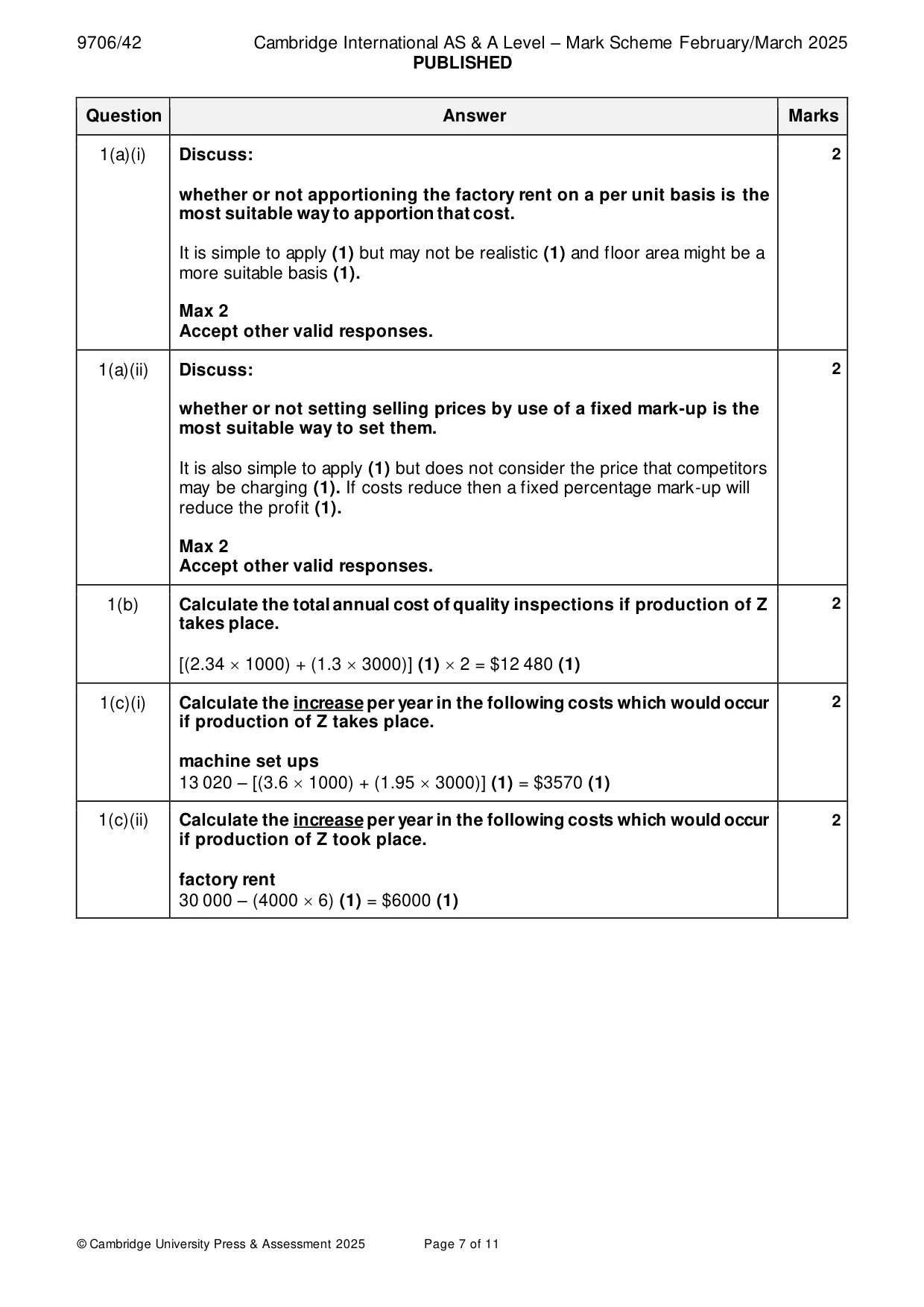 Mark scheme, page 7 of 11