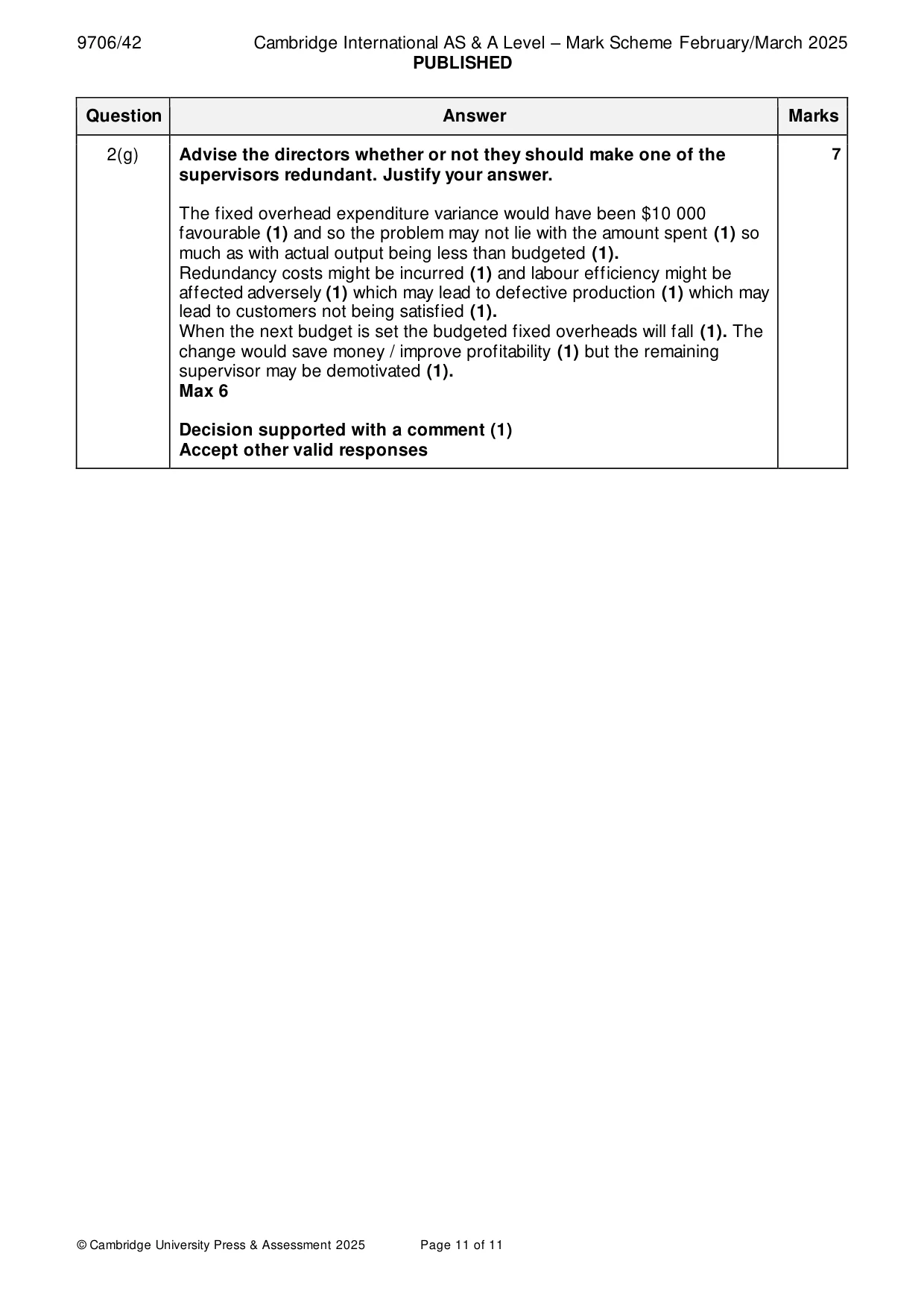 Mark scheme, page 11 of 11