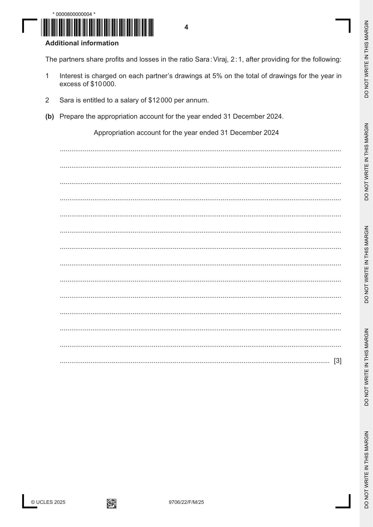 Cambridge A Level Accounting 9706 2025 Feb/March Paper 2 · Variant 2 question paper, page 4 of 24
