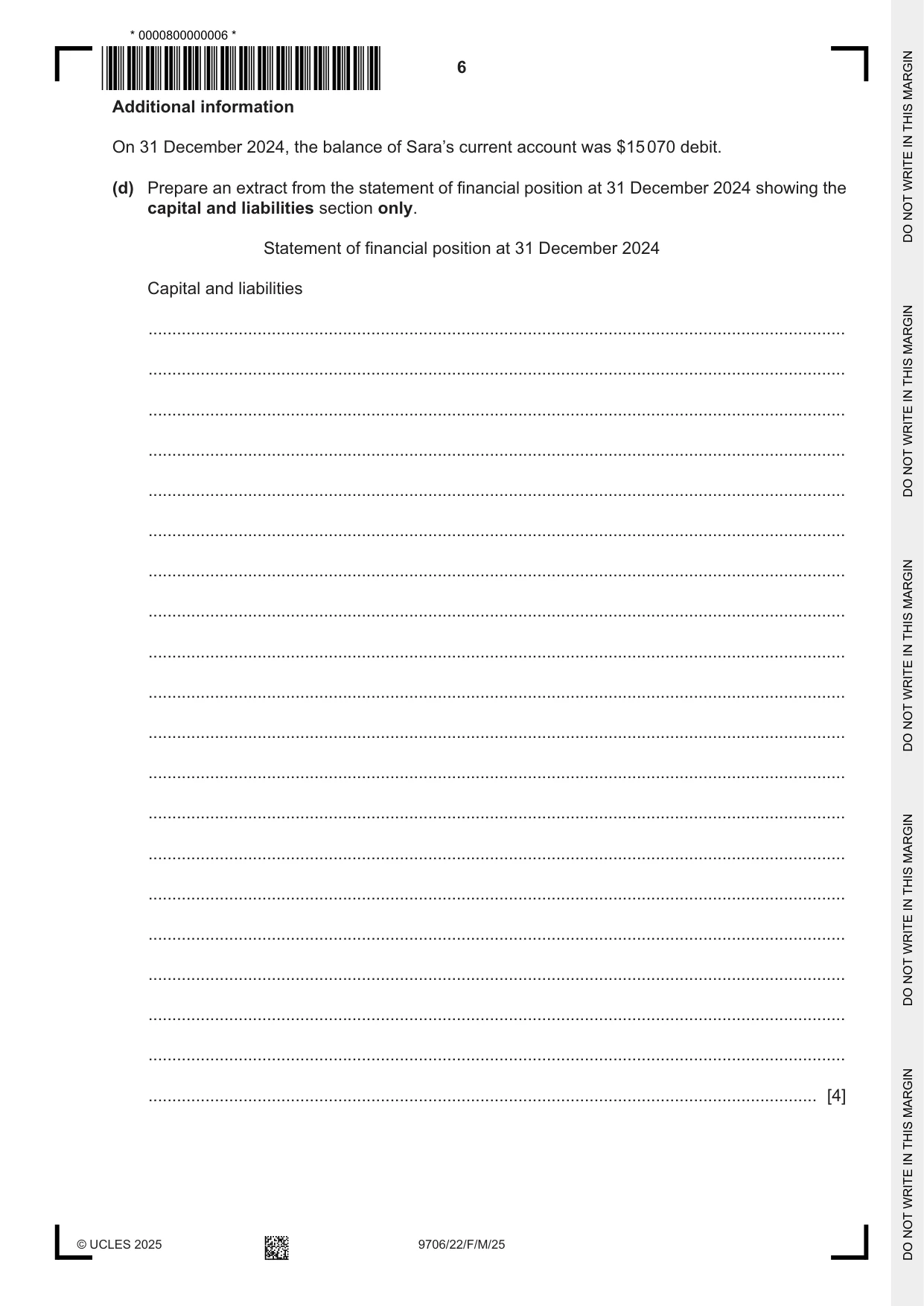 Cambridge A Level Accounting 9706 2025 Feb/March Paper 2 · Variant 2 question paper, page 6 of 24
