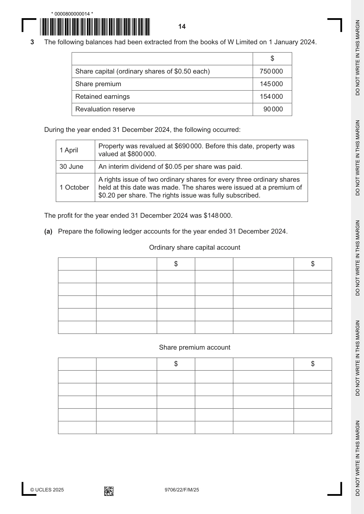 Cambridge A Level Accounting 9706 2025 Feb/March Paper 2 · Variant 2 question paper, page 14 of 24